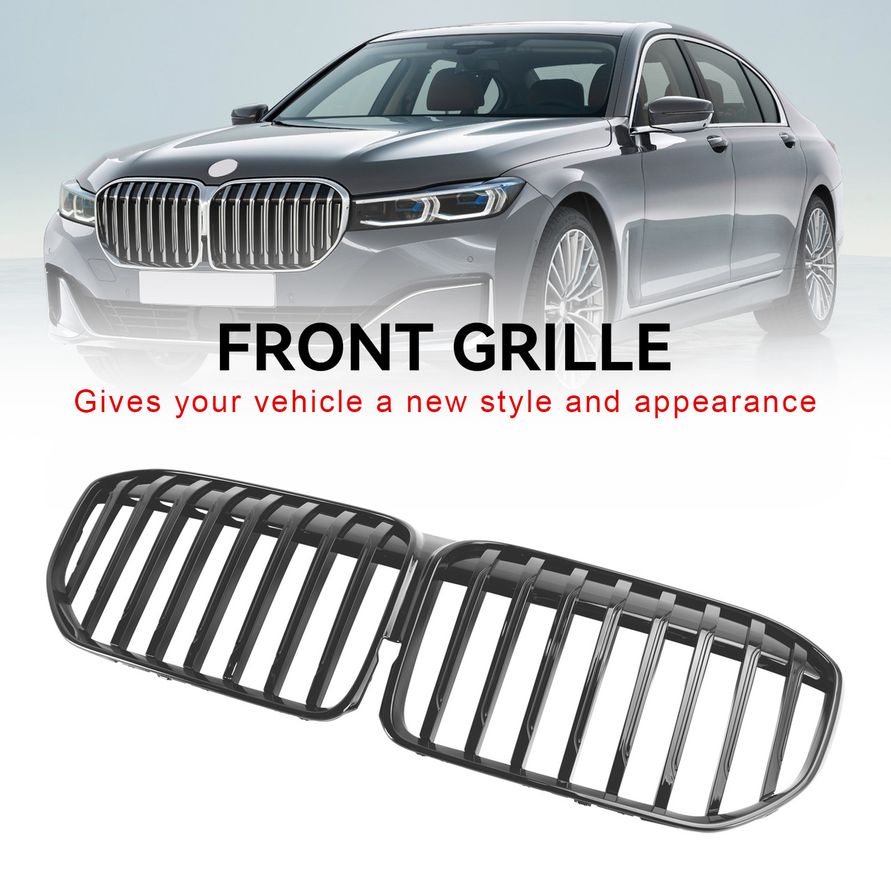 Gloss Black Front Grill Grille Fit BMW 7 Series G11 G12 2019-2022 Single Slat