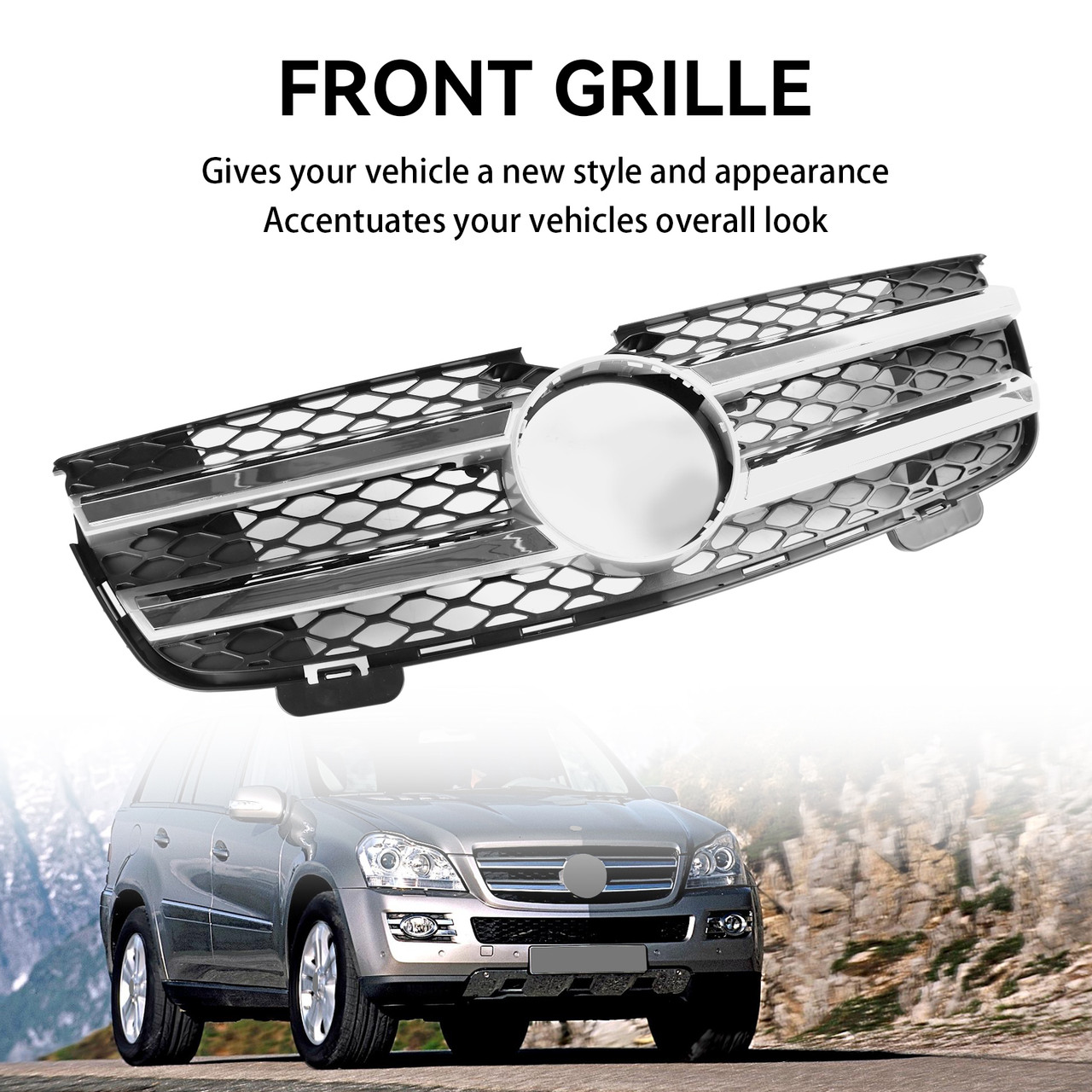 Front Bumper Grille Grill Fit Mercedes Benz GL-Class X164 2007-2009 Chrome