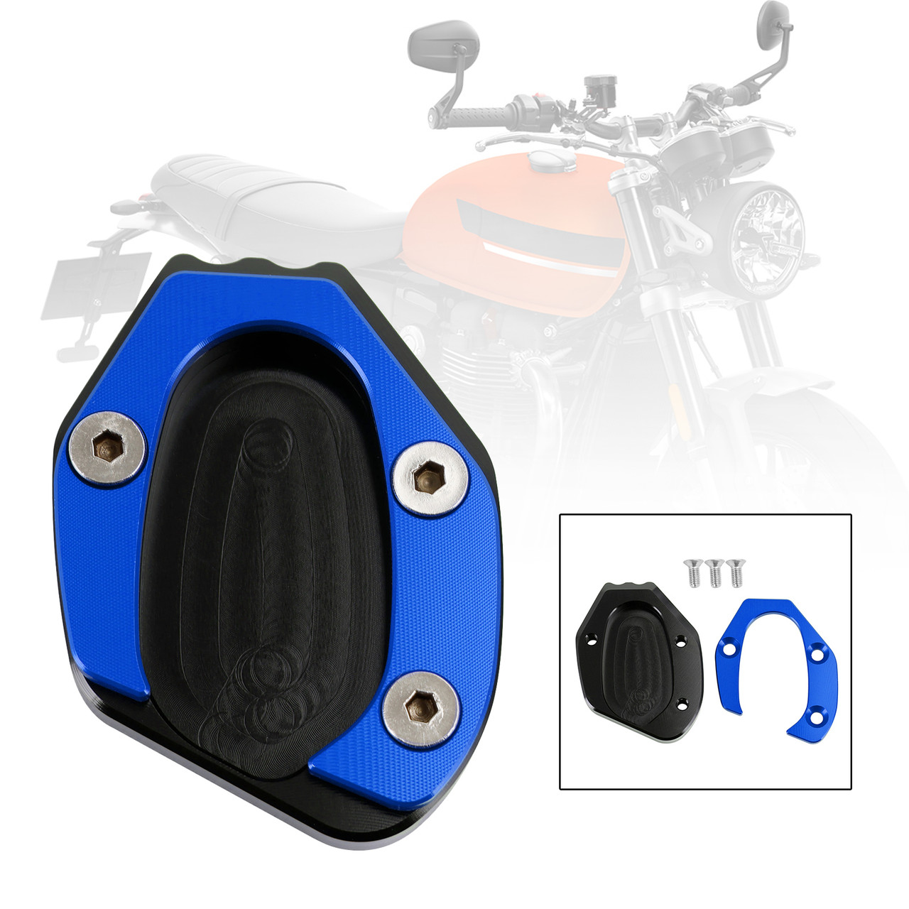 Kickstand Enlarge Plate Pad fit for speed twin 1200 19-21 thruxton 1200/R 16-19 Blue