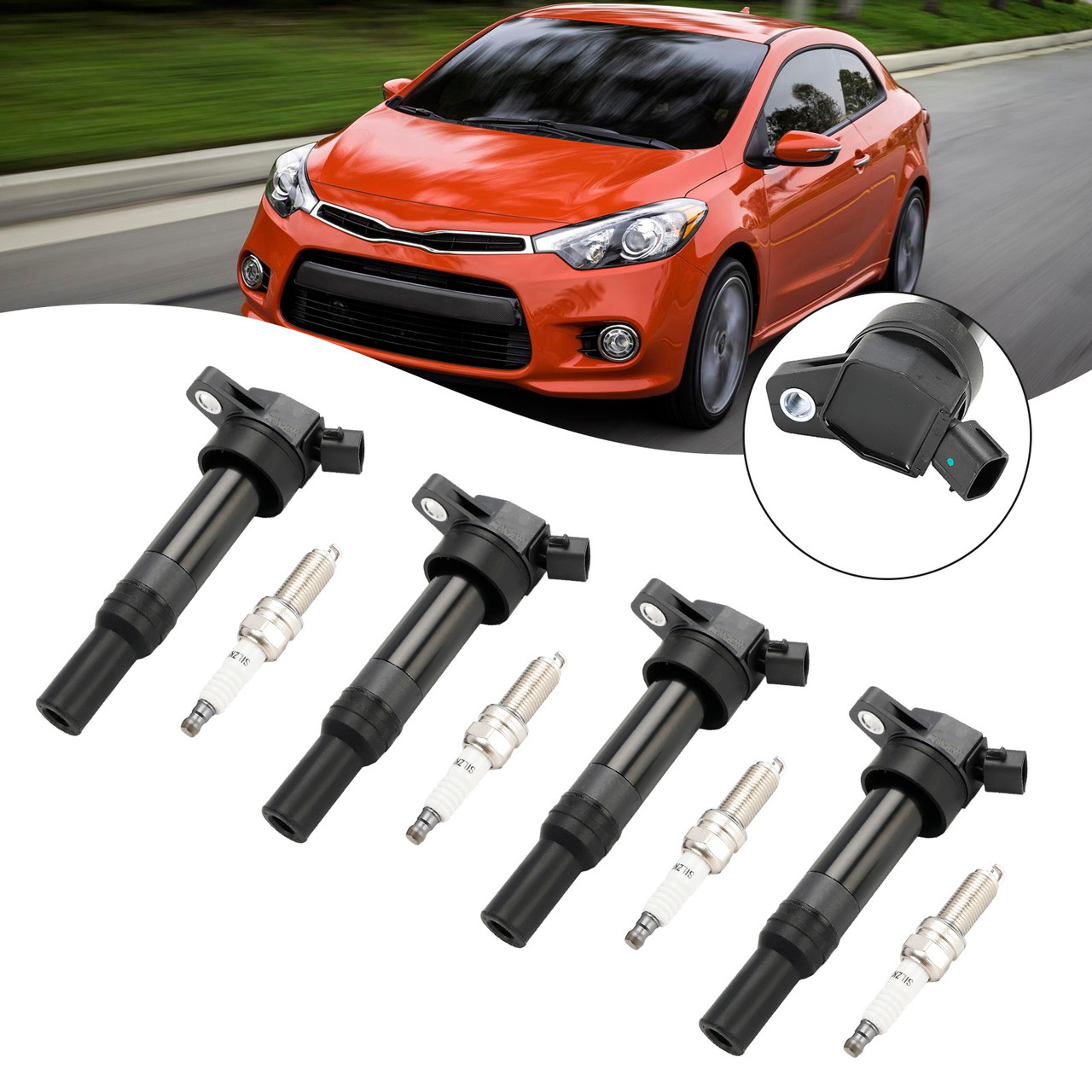 2017 Kia Forte Koup 4x Ignition Coil +Spark Plug UF-651,UF651 Generic