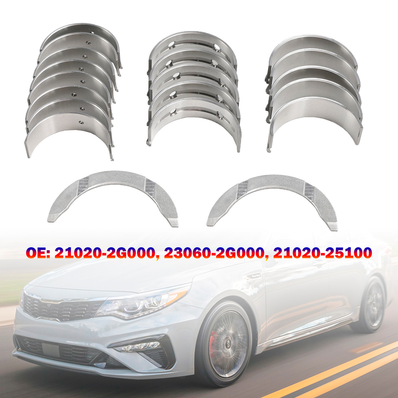 2013-2018 HYUNDAI SANTA FE SPORT 2.4L 2359CC L4 DOHC Main Rod Bearings & Engine Crankshaft 21020-2G100, 21020-2G020, 23060-2G020, 21030-25000, 21020-2G000 Generic