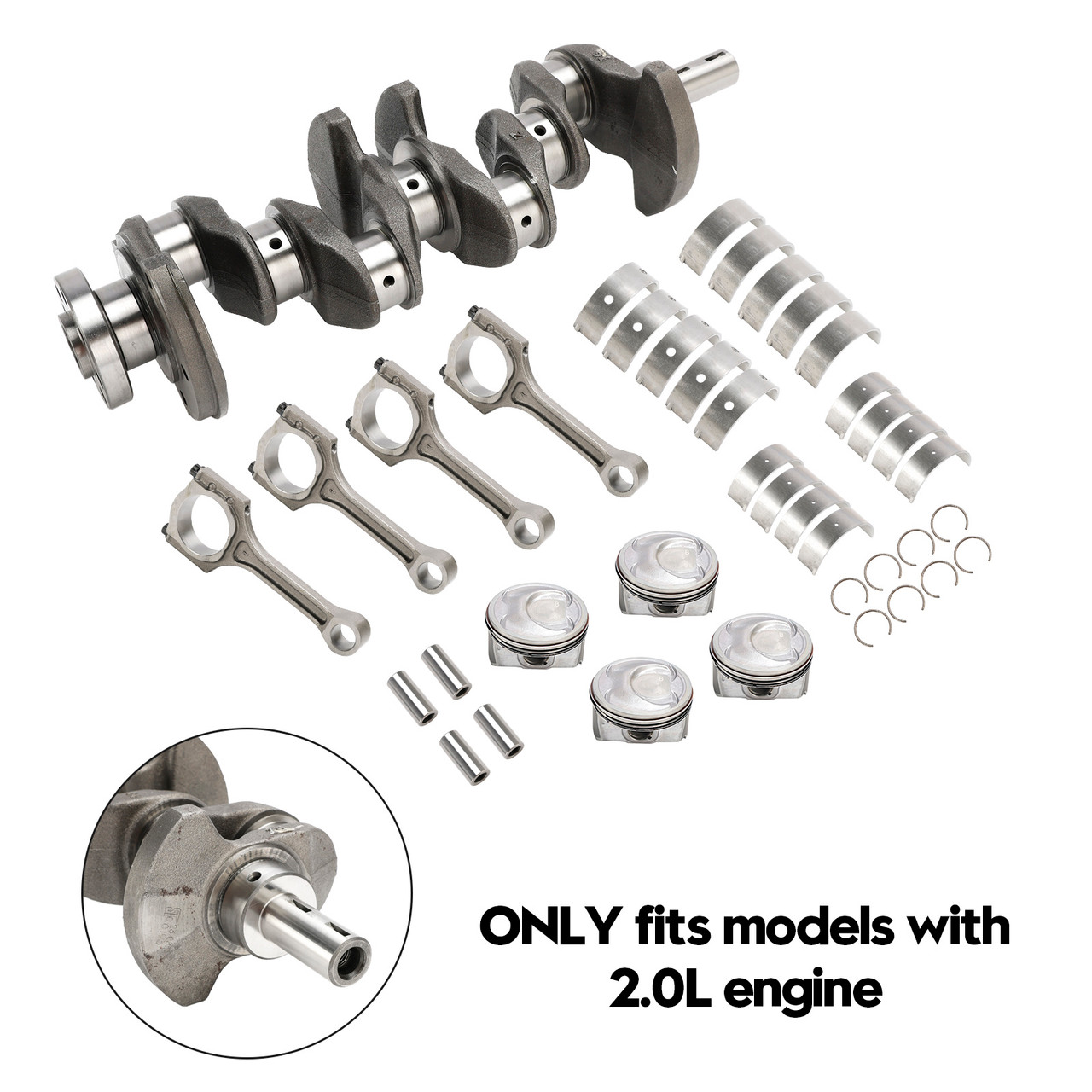 2005-2010 Kia Sportage G4KD 2.0L Engine Crankshaft Rods Piston Kit & Bearing Set 23040-2G200, 231112G010, 23510-25030 Generic