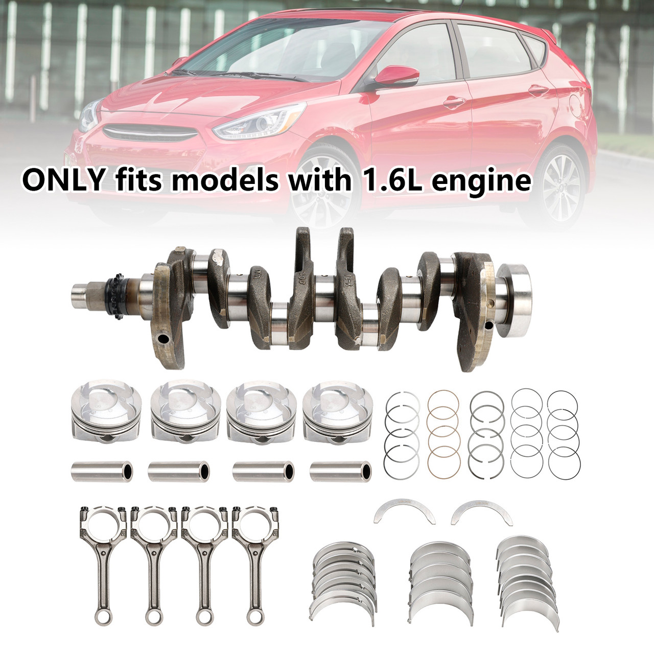 2012-2017 Kia Soul Base Hatchback 4 Door with 1.6L engine Crankshaft & Connecting Rod Piston Kit 23510 2B000, 23510 2B010, 235102B000, 235102B010 Generic