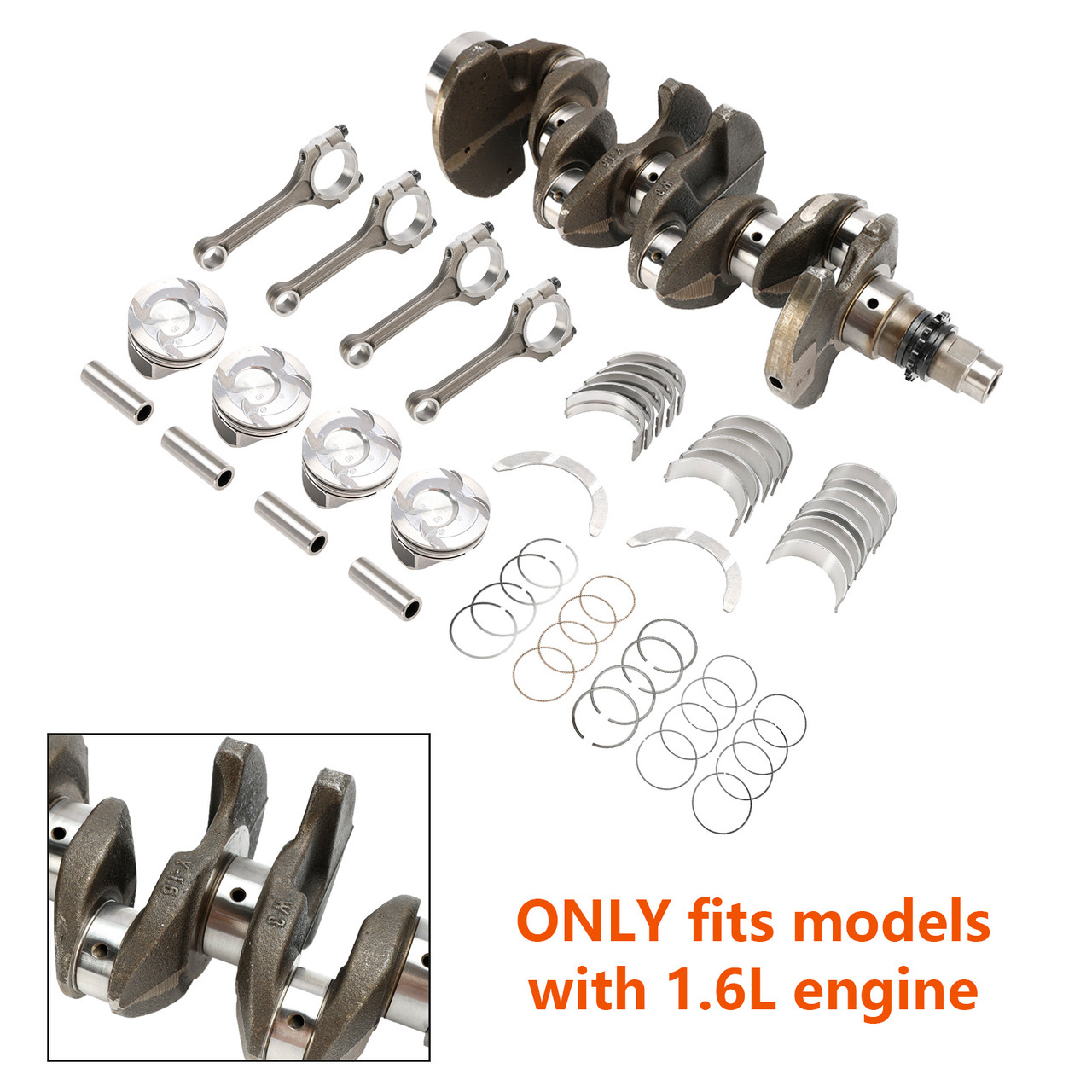 2012-2017 Kia Soul Base Hatchback 4 Door with 1.6L engine Crankshaft & Connecting Rod Piston Kit 23510 2B000, 23510 2B010, 235102B000, 235102B010 Generic