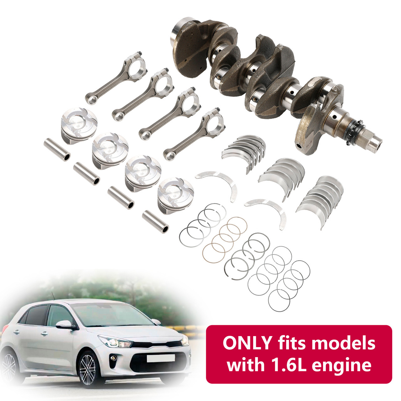 2014 Hyundai Veloster RE:FLEX Hatchback 3-Door with 1.6L engine Crankshaft & Connecting Rod Piston Kit 23510 2B000, 23510 2B010, 235102B000, 235102B010 Generic