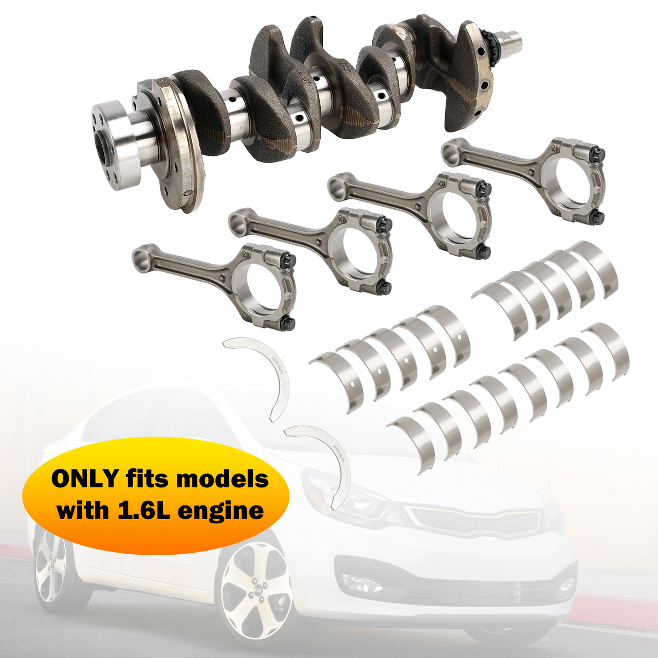 2012-2017 Hyundai Accent GLS Sedan 4-Door 1.6L Engine Crankshaft Con Rods & Bearing Set 23041-2B620, 23410-2B600 23510-2B010,231102B610,Generic