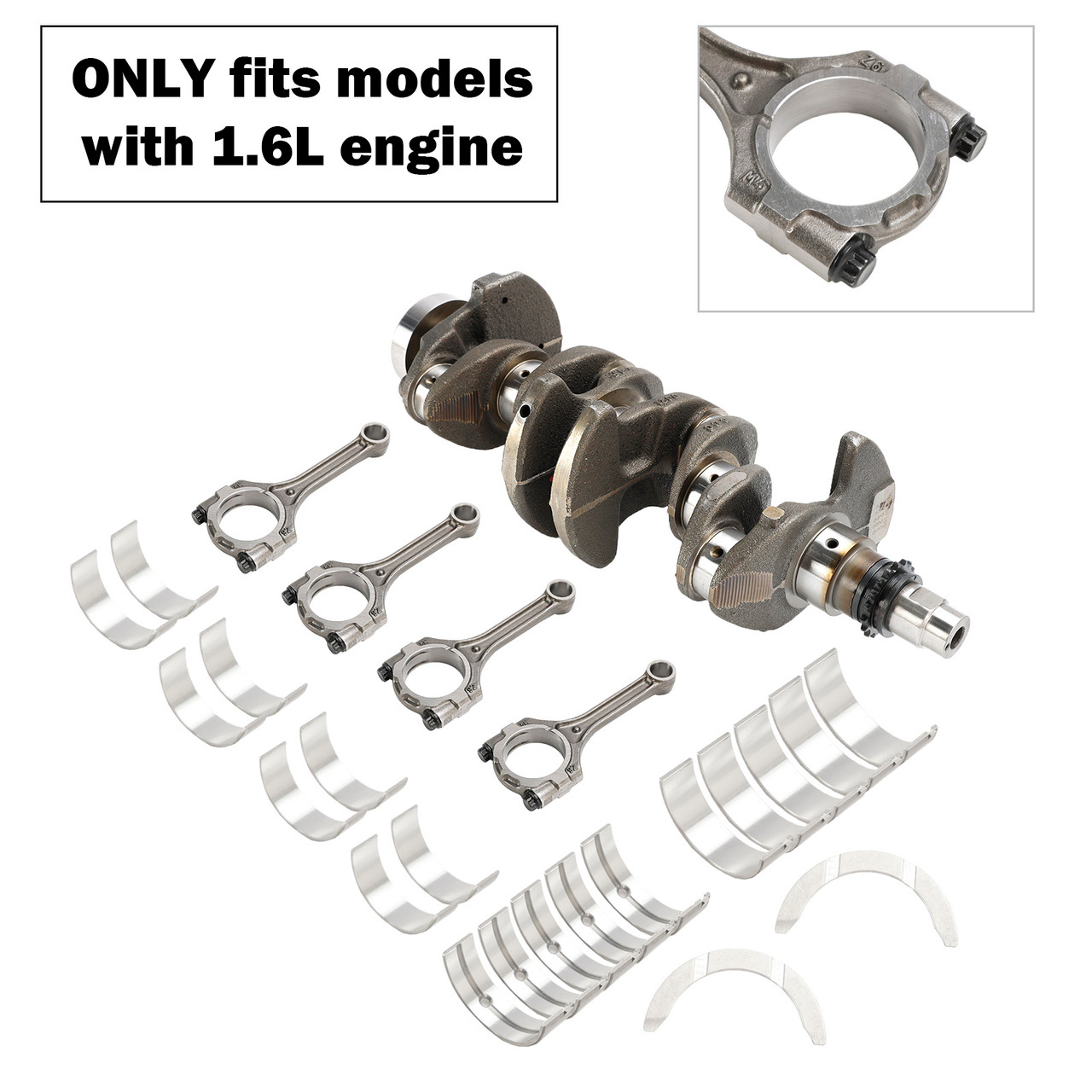 2016 Hyundai Veloster SE Hatchback 3-Door 1.6L Engine Crankshaft Con Rods & Bearing Set 23041-2B620, 23410-2B600 23510-2B010,231102B610, 603N6-2BU00,Generic
