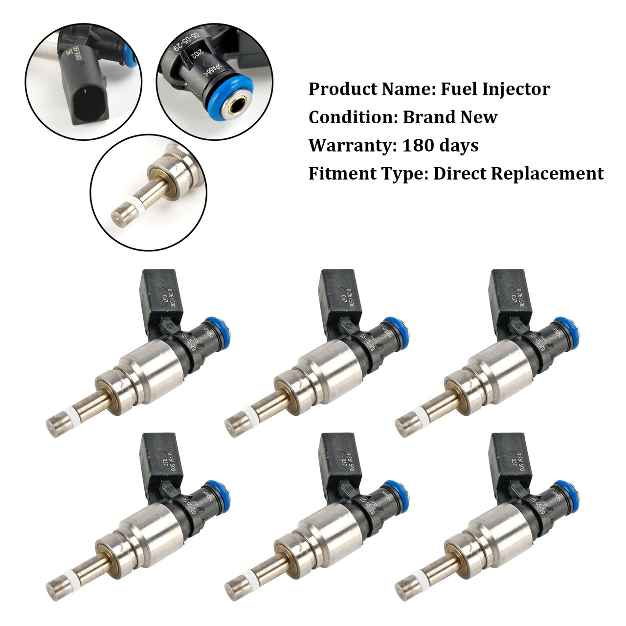2008-2010 AUDI A5 QUATTRO 3.2L V6 6*Fuel Injector 06E906036F, 0261500037, 06E906036AG, FIJ0035, 06E906036 F, 06E 906 036 AG, FJ1041, 800-2077N, DI-56155,Generic