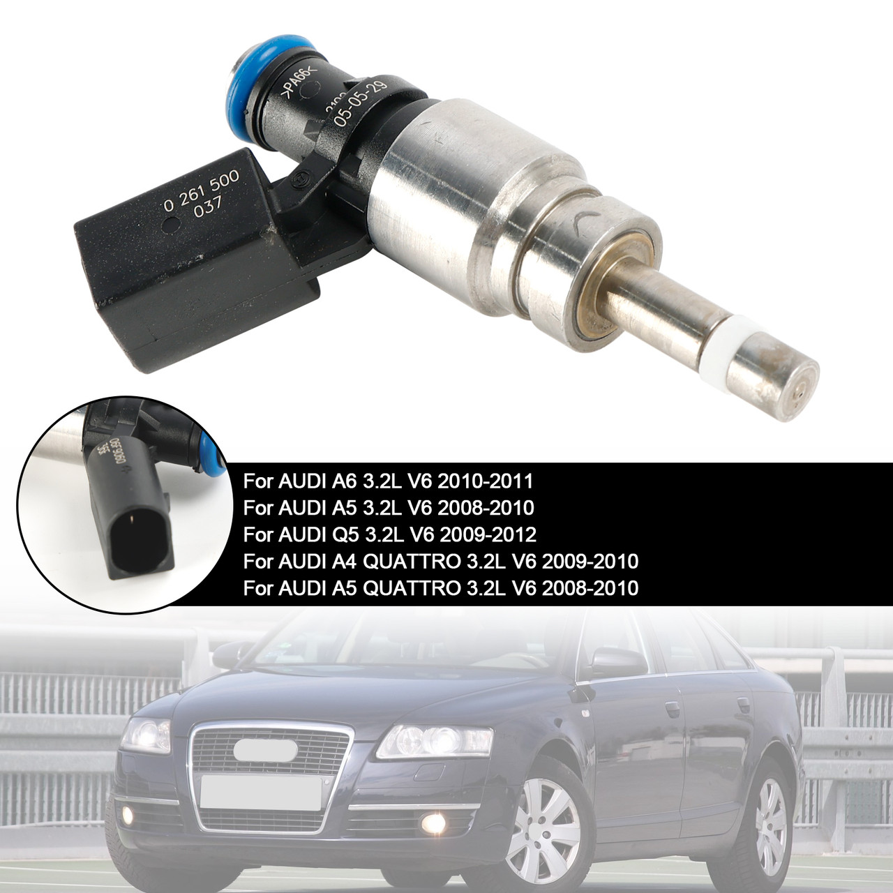 2010-2011 AUDI A6 3.2L V6 1*Fuel Injector 06E906036F, 0261500037, 06E906036AG, FIJ0035, 06E906036 F, 06E 906 036 AG, FJ1041, 800-2077N, DI-56155,silver Generic