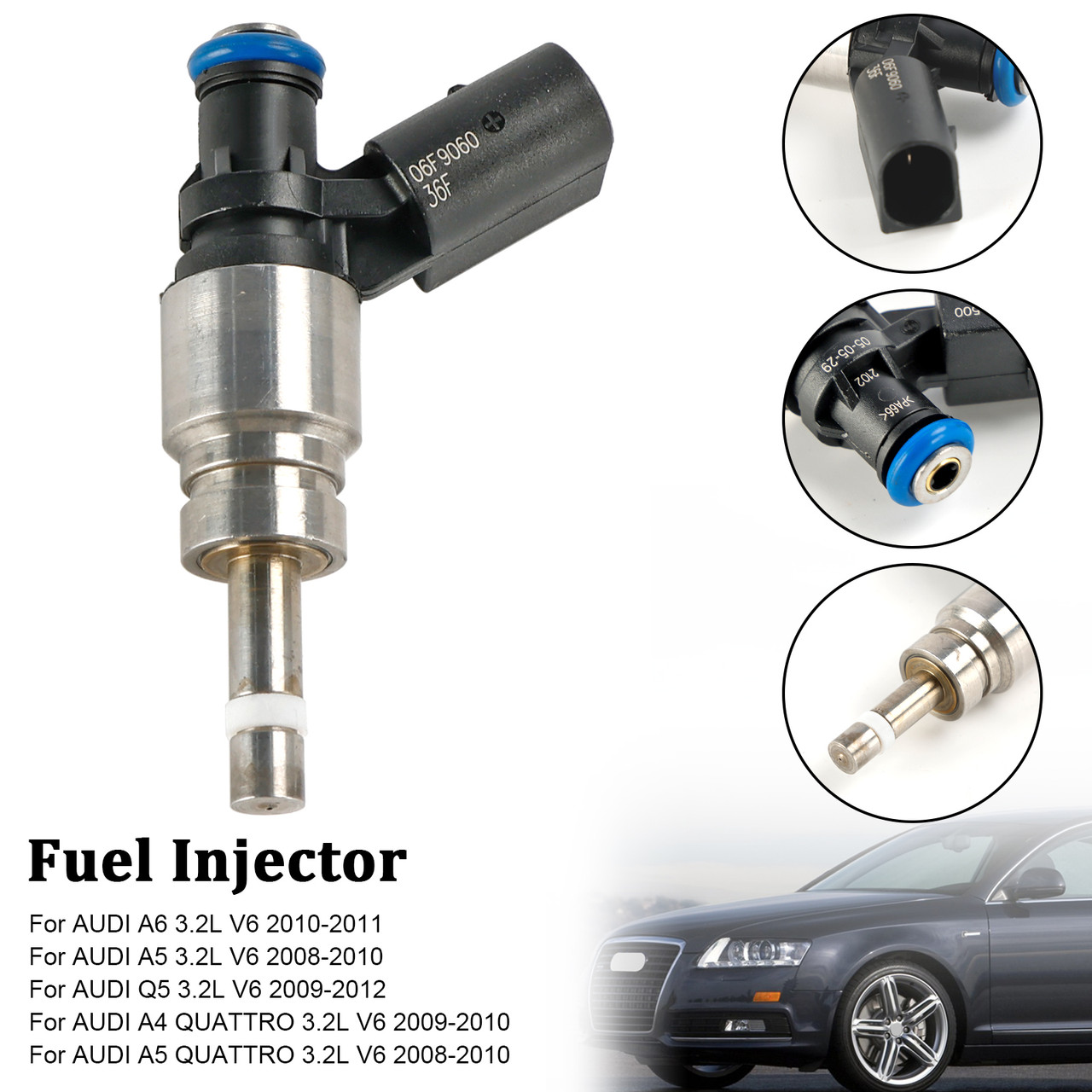2008-2010 AUDI A5 3.2L V6 1*Fuel Injector 06E906036F, 0261500037, 06E906036AG, FIJ0035, 06E906036 F, 06E 906 036 AG, FJ1041, 800-2077N, DI-56155,silver Generic