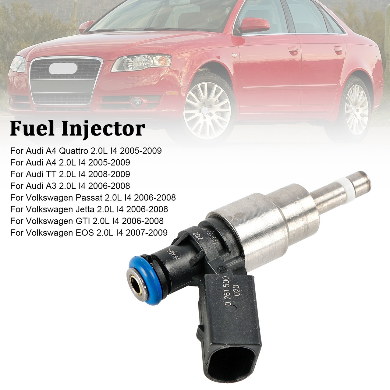 2006-2008 Volkswagen Jetta 2.0L I4 1*Fuel Injector 06F906036A, 0261500020, 0261500020, 061500021, 06D998907, 06D998907, 0261500021 silver Generic