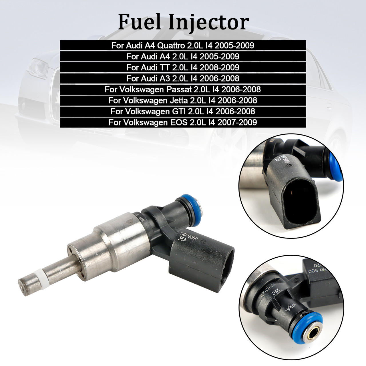 2006-2008 Volkswagen Jetta 2.0L I4 1*Fuel Injector 06F906036A, 0261500020, 0261500020, 061500021, 06D998907, 06D998907, 0261500021 silver Generic