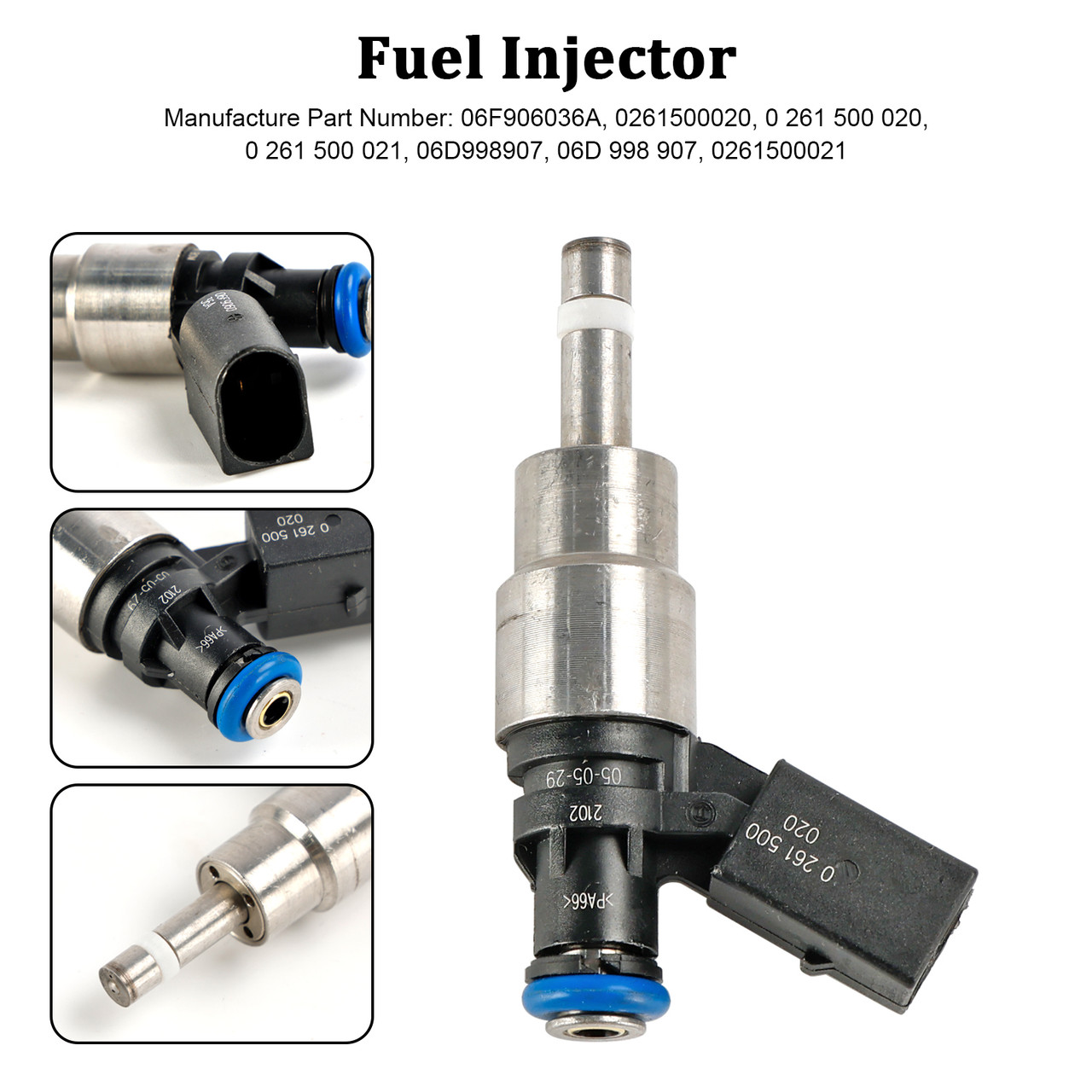 2006-2008 Volkswagen Jetta 2.0L I4 1*Fuel Injector 06F906036A, 0261500020, 0261500020, 061500021, 06D998907, 06D998907, 0261500021 silver Generic