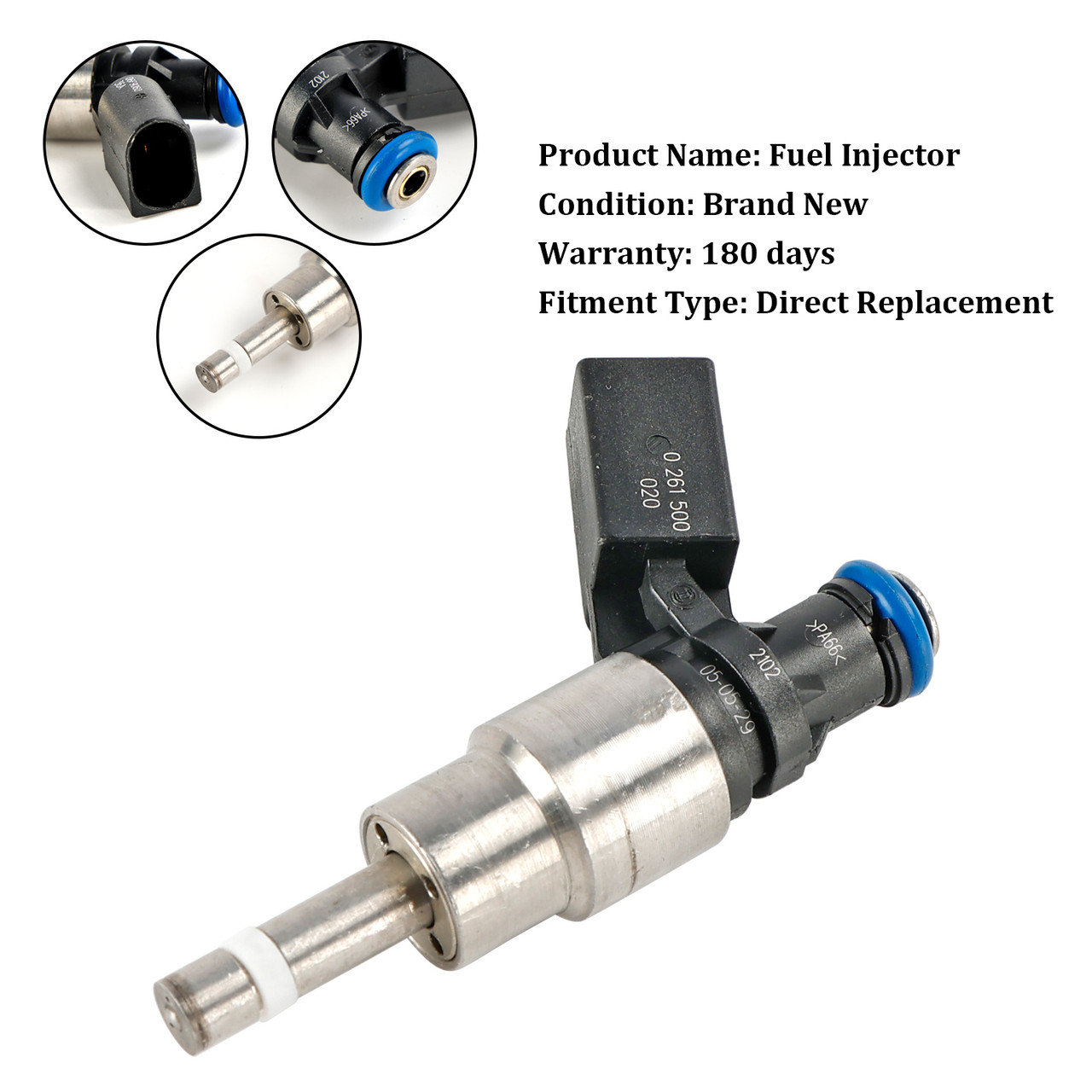 2006-2008 Volkswagen Jetta 2.0L I4 1*Fuel Injector 06F906036A, 0261500020, 0261500020, 061500021, 06D998907, 06D998907, 0261500021 silver Generic