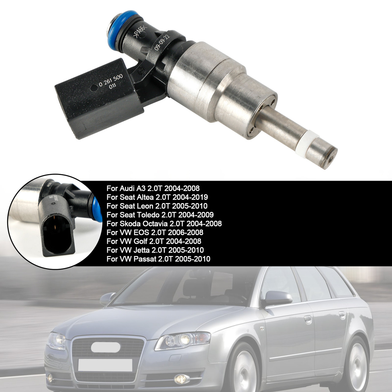 2004-2008 Skoda Octavia 2.0T 1*Fuel Injector 06F906036D, 06D906036B, 0261500011, 0261500011, 06D906036B silver Generic