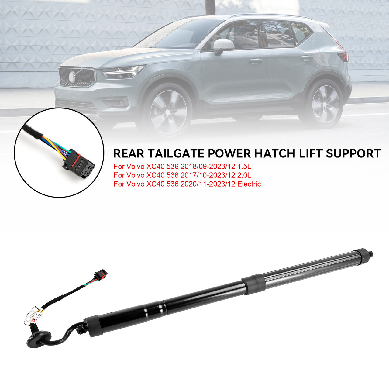 2018/09-2023/12 Volvo XC40 536 1.5L left Rear Tailgate Power Hatch Lift Support 32296296, 31479594, 32357573, 32384408 black Generic