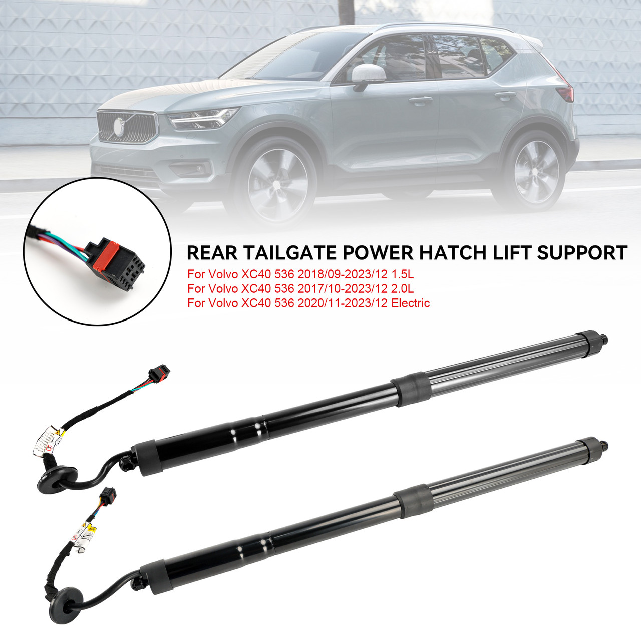 2020/11-2023/12 Volvo XC40 536 Electric left + right Rear Tailgate Power Hatch Lift Support 32296297, 32296296, 32357573, 32384408 black Generic