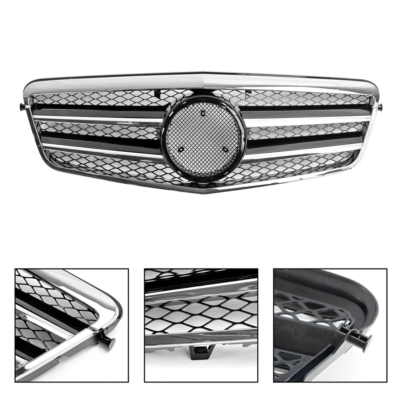 2009-2013 Mercedes-Benz E-Class W212 E200 E220 E350 E550 E63 AMG Upper Grille With badge Chrome, Black Generic