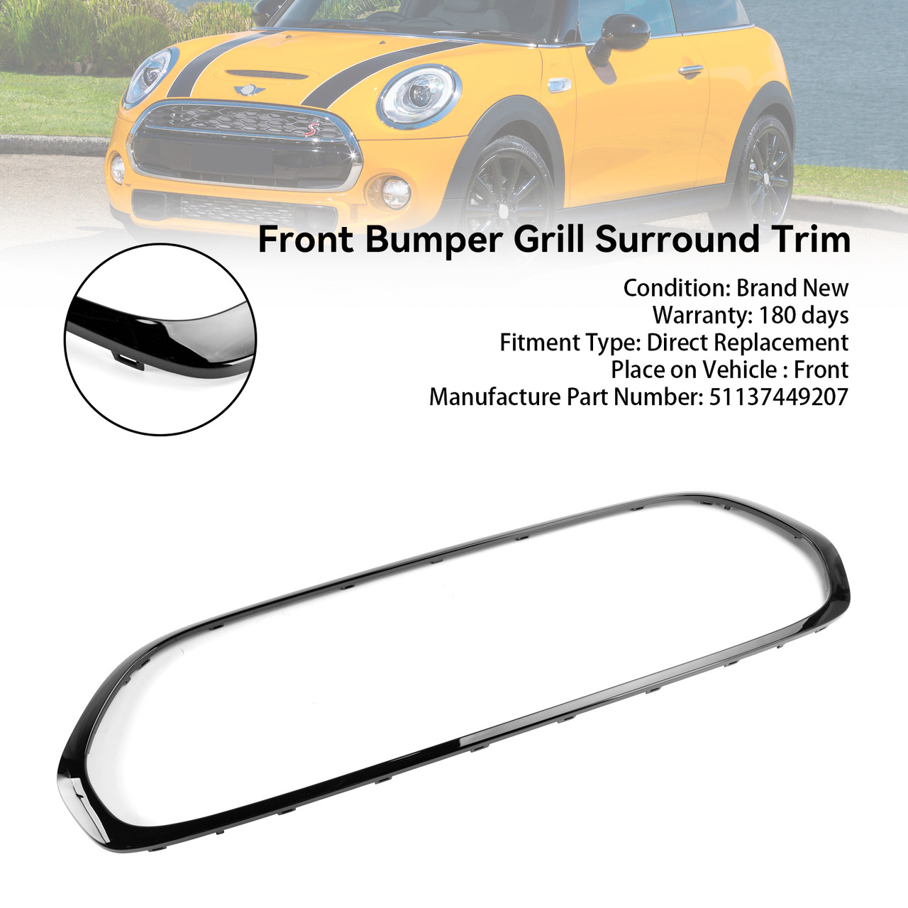 2014-2021 MINI F55 F56 F57 Model Vehicles Front Bumper Grill Surround Trim 51137449207 Generic