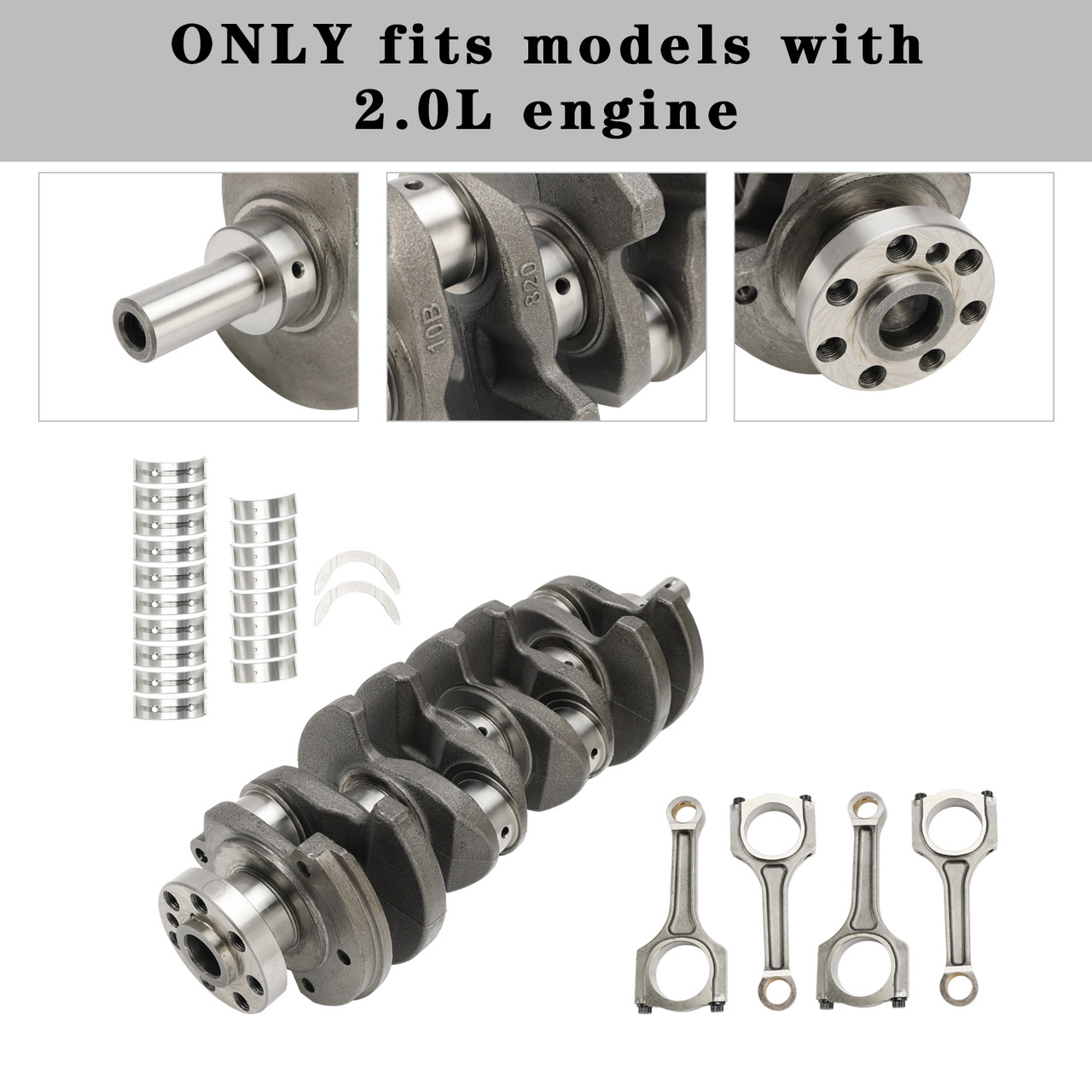 2010-2014 HYUNDAI GENESIS COUPE 2.0L 1998CC 122CU. IN. L4 DOHC TURBOCHARGED G4KH 2.0T Engine Crankshaft & ConRods & Bearing 235102G430, 235102G440, 231112G400, 71RZ62GF00 Generic