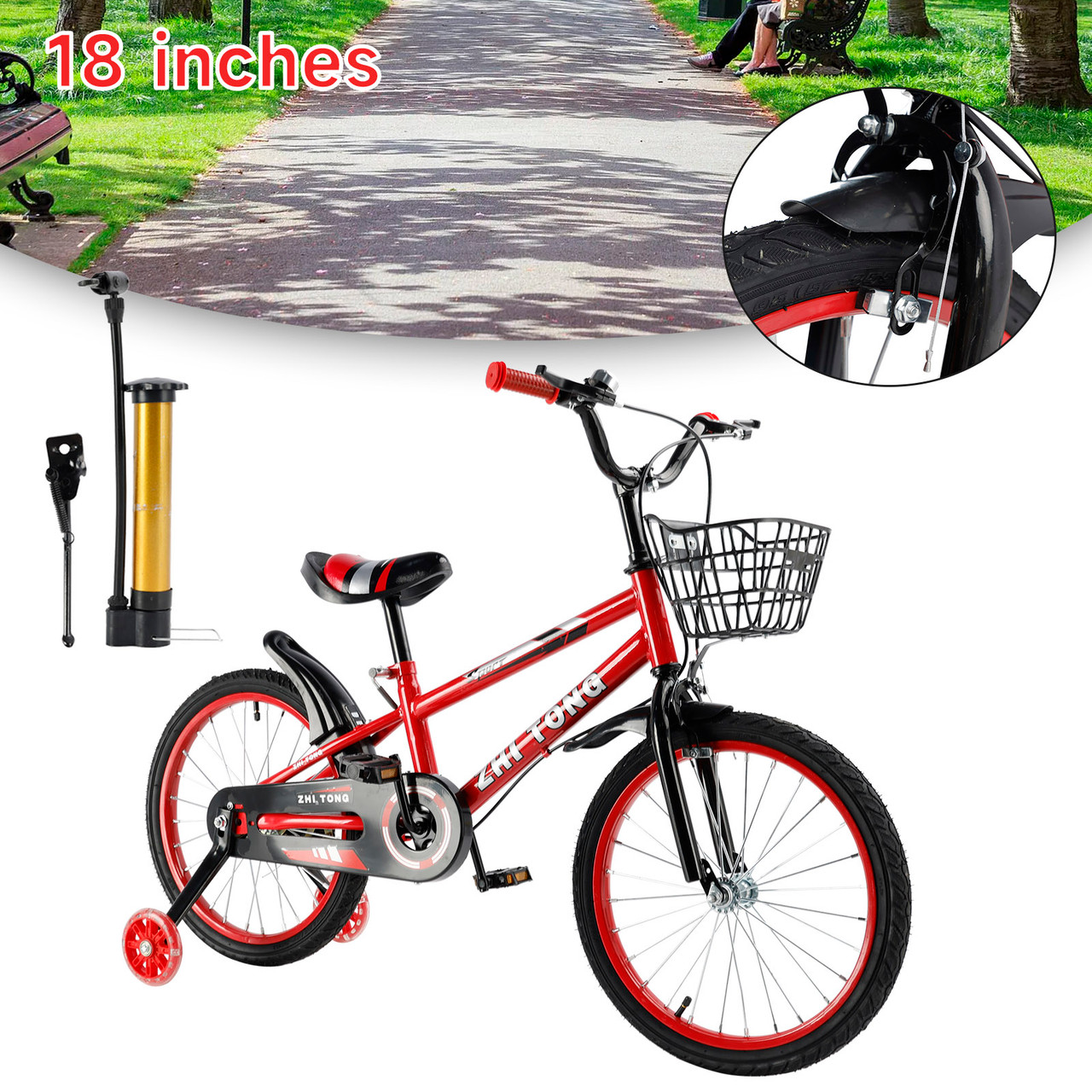 18 inches Kid's Bike Child Bicycle Boys and Girls with Bottle Cage Holder