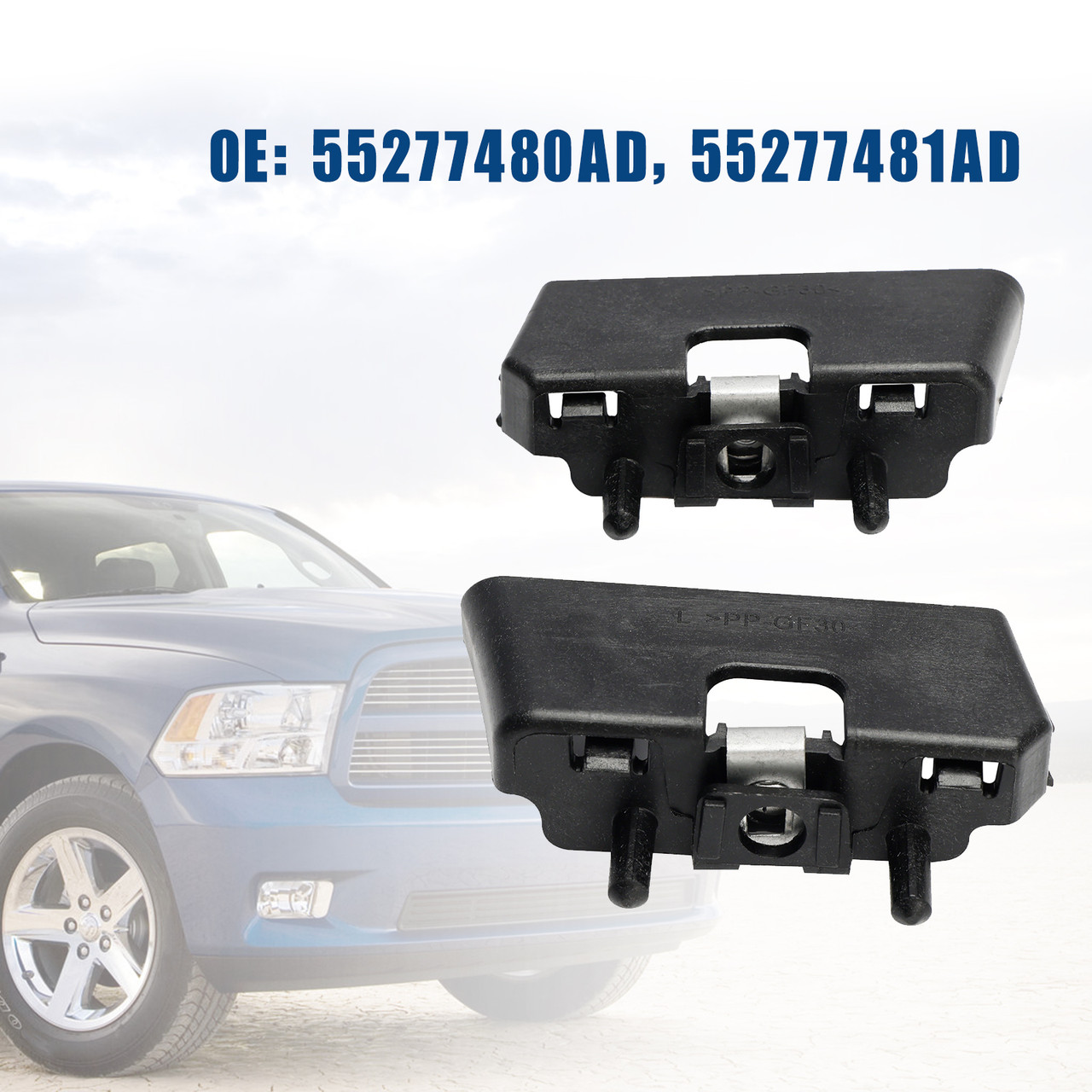 2009-2020 Dodge Ram 1500 Front Bumper Upper Cover Outer Support Bracket Right & Left 55277480AD 55277481AD Generic