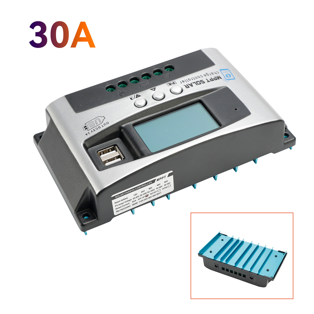 30A MPPT High Energy Solar DSP Controller Repair Battery APP to Remotely Manage