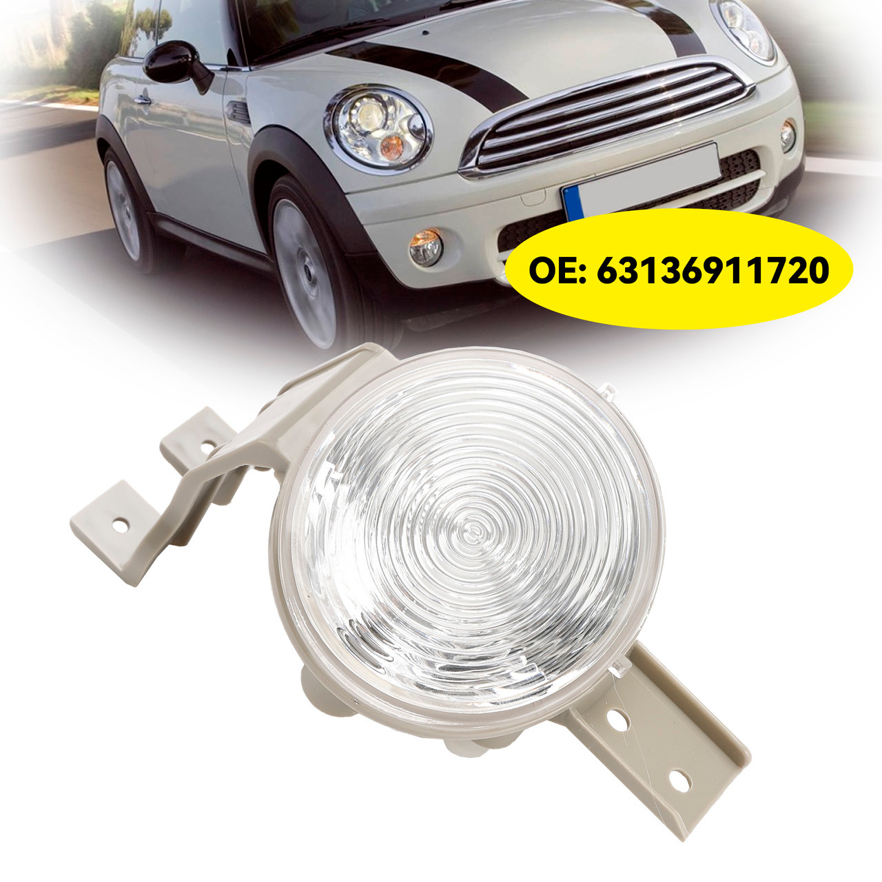 2001-2007 Mini Cooper Convertible Front Right Indicator Light Lamp Flasher Clear Lens 63136911719 Generic