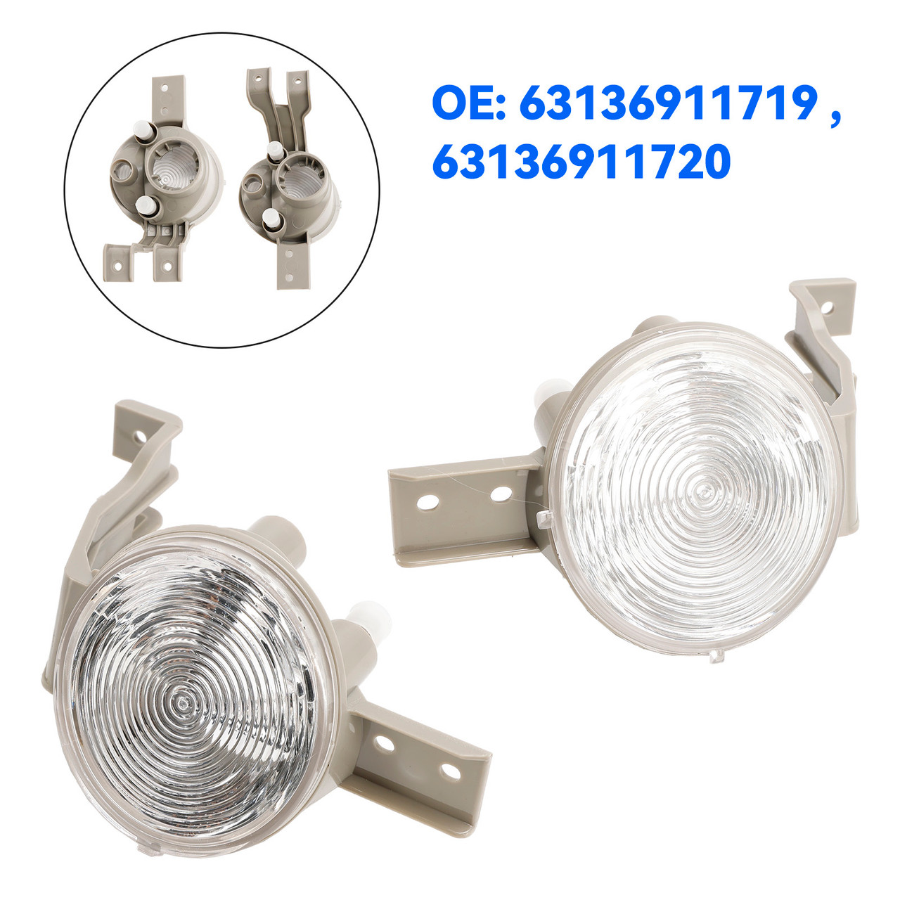 2001-2007 Mini Cooper Convertible Front Lrft+Right Indicator Light Lamp Flasher Clear Lens 63136911719 Generic