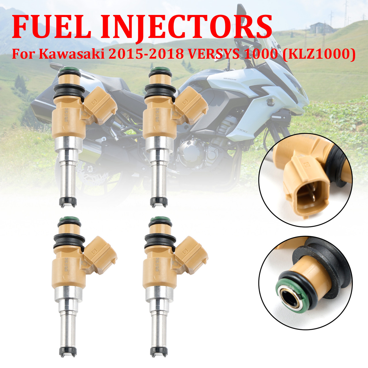 2015-2023 Kawasaki VERSYS 1000 Z900RS SE Z900 4pcs Fuel Injectors 49033-0034 Generic