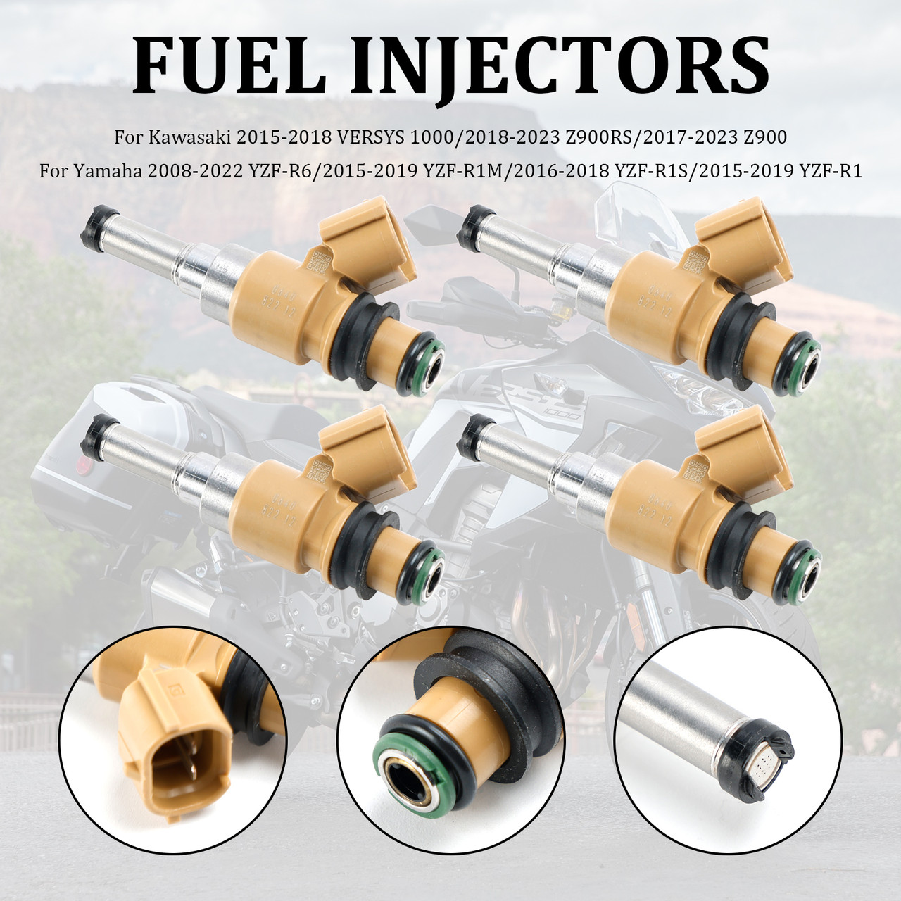2015-2023 Kawasaki VERSYS 1000 Z900RS SE Z900 4pcs Fuel Injectors 49033-0034 Generic