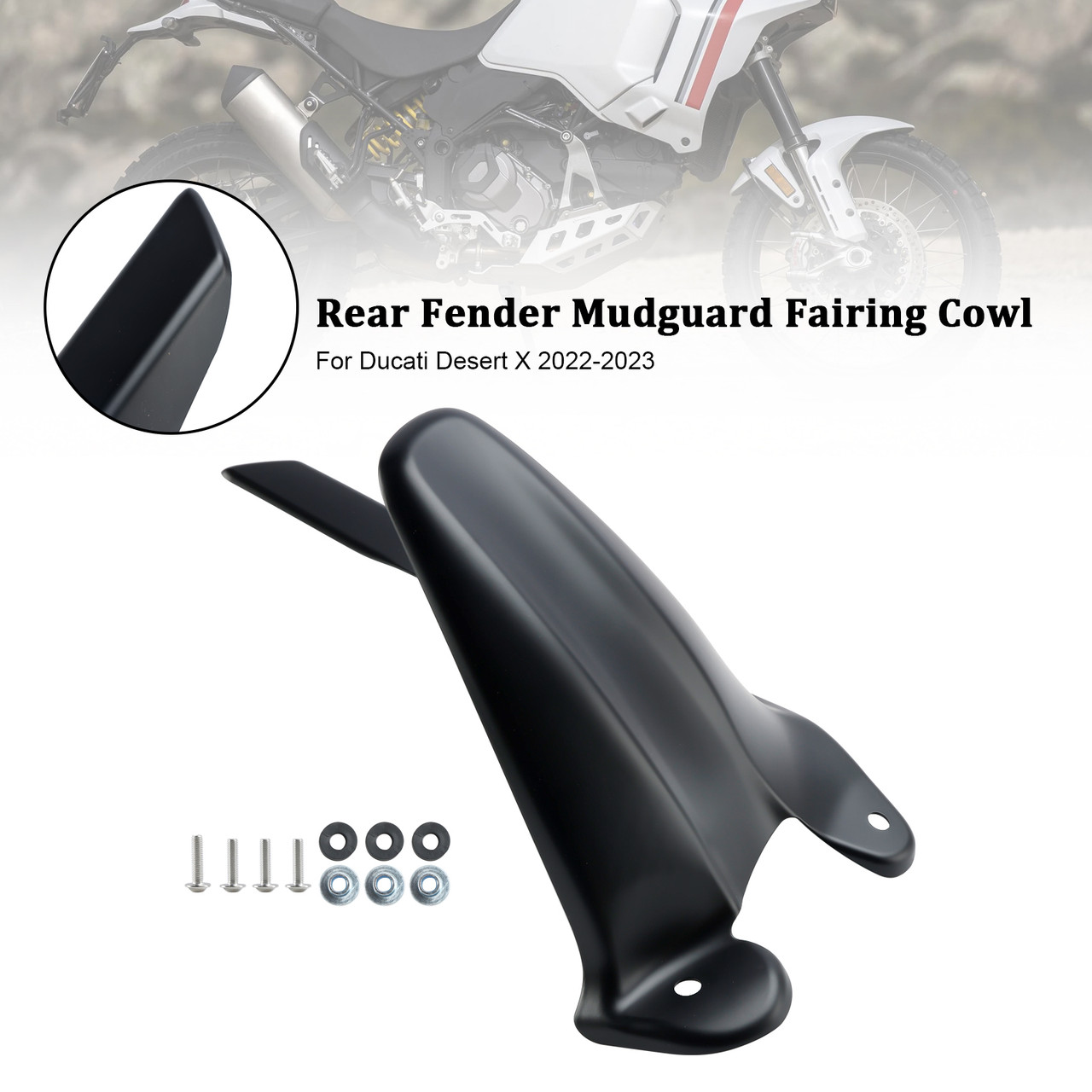 2022-2023 Ducati Desert X Rear Fender Mudguard Fairing Cowl Black