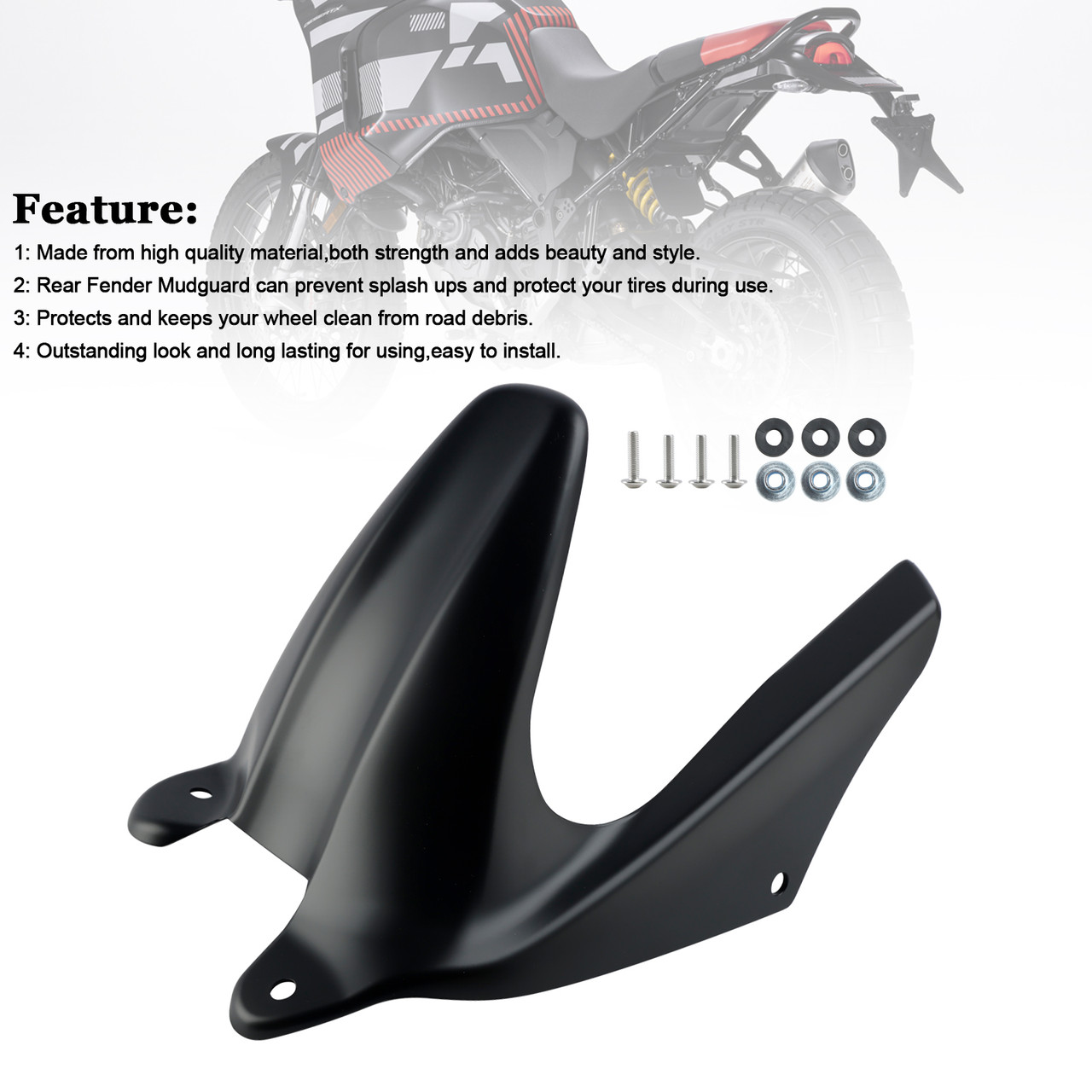 2022-2023 Ducati Desert X Rear Fender Mudguard Fairing Cowl Black