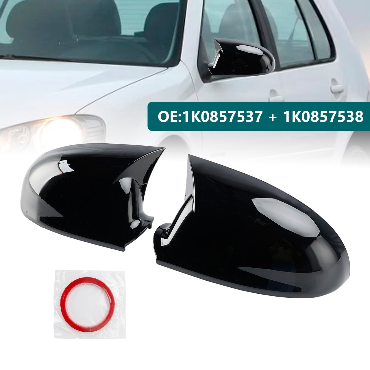 2005-2011 VW Jetta Gloss Black Wing Door Mirror Cover Caps Left + Right Generic