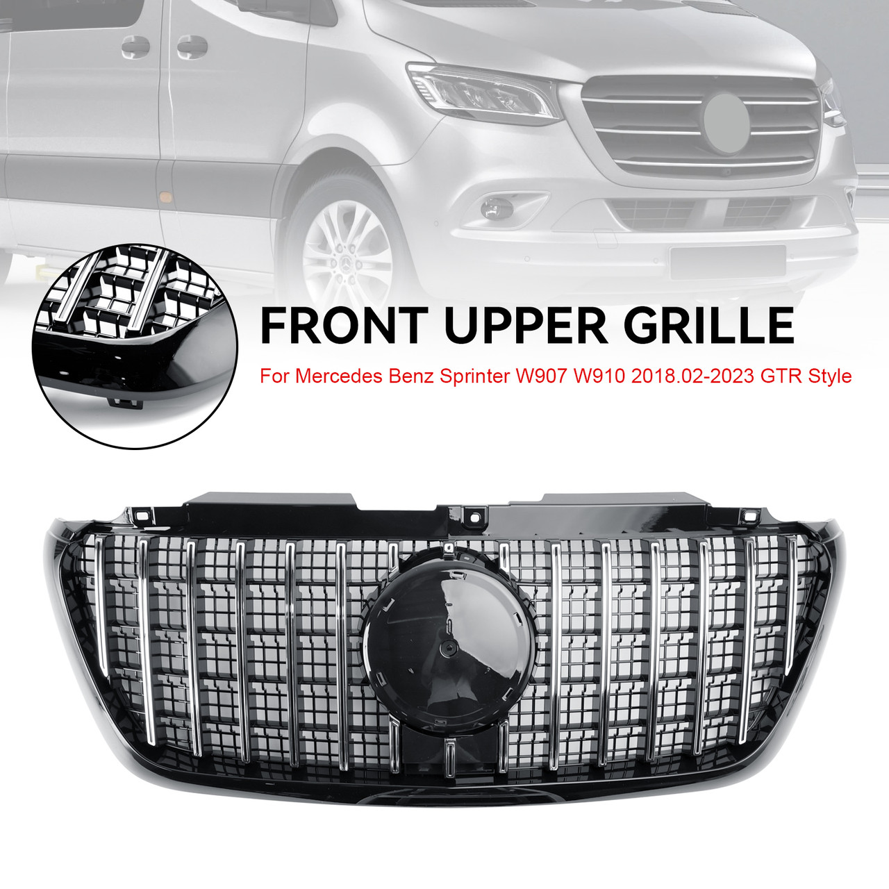 2018-2023 Mercedes Sprinter W907 W910 GTR Style Front Bumper Grille With Letters Generic