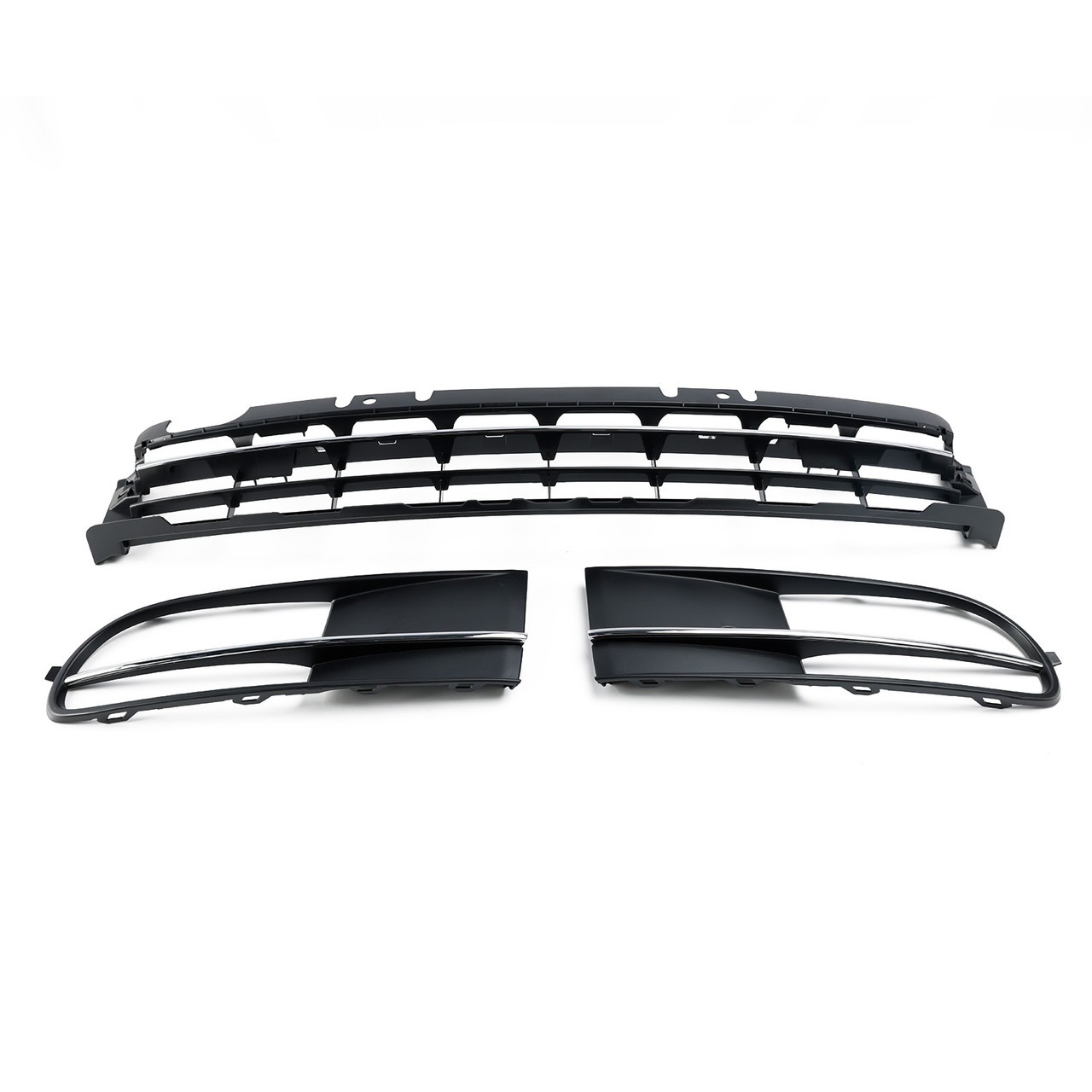 2012-2016 VW Beetle Front Bumper Lower Grille + Fog Light Grille W/ Chrome Generic