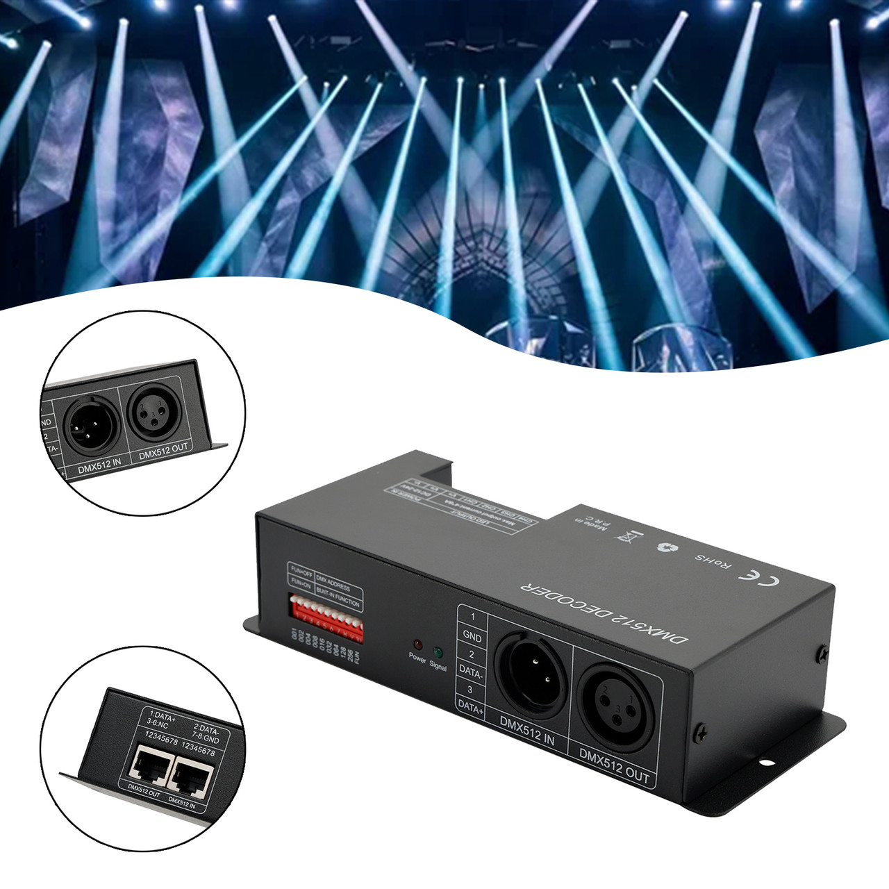 4 Channel DMX 512 Decoder RGBW PWM Dimmer Driver LED Strip Light