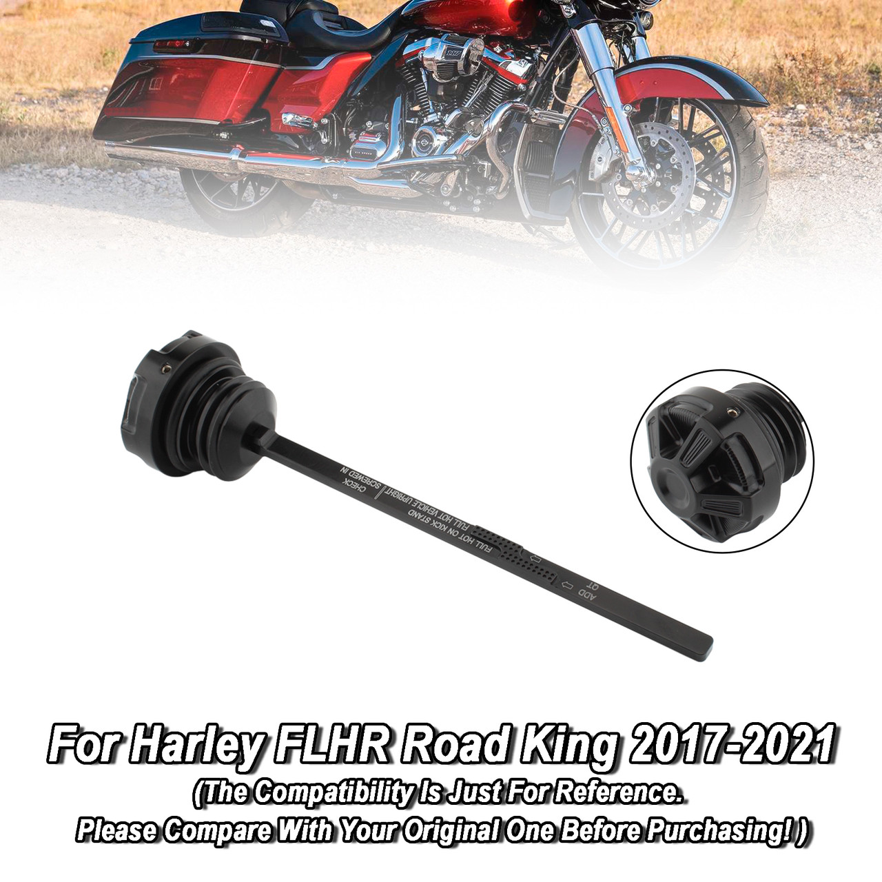 2017-2021 Harley Road Electra Street Glide Road King Oil Dipstick Tank Cap Plug Black Generic