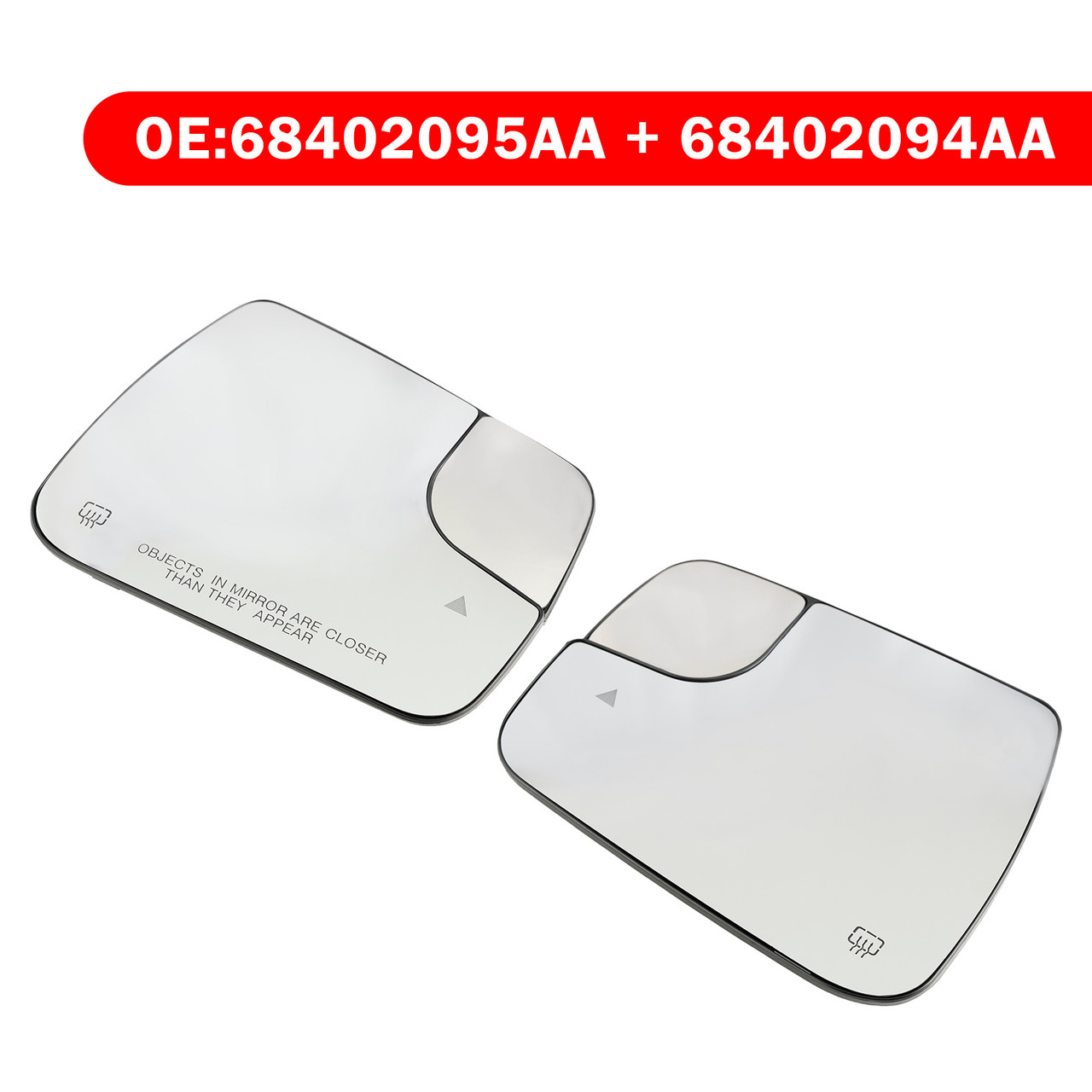 2019-2022 Dodge Ram 1500 2500 Blind Spot + Heat Exterior Mirror Glass Left+Right 68402094AA,68402128AA,68402037AA,68402093AA Generic