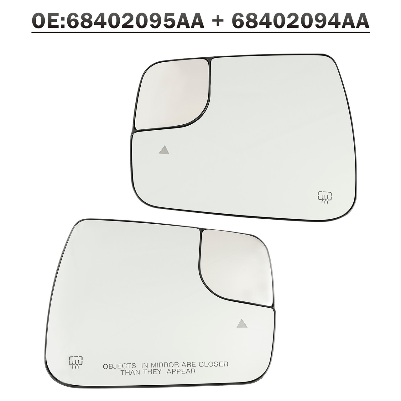 2019-2022 Dodge Ram 1500 2500 Blind Spot + Heat Exterior Mirror Glass Left+Right 68402094AA,68402128AA,68402037AA,68402093AA Generic