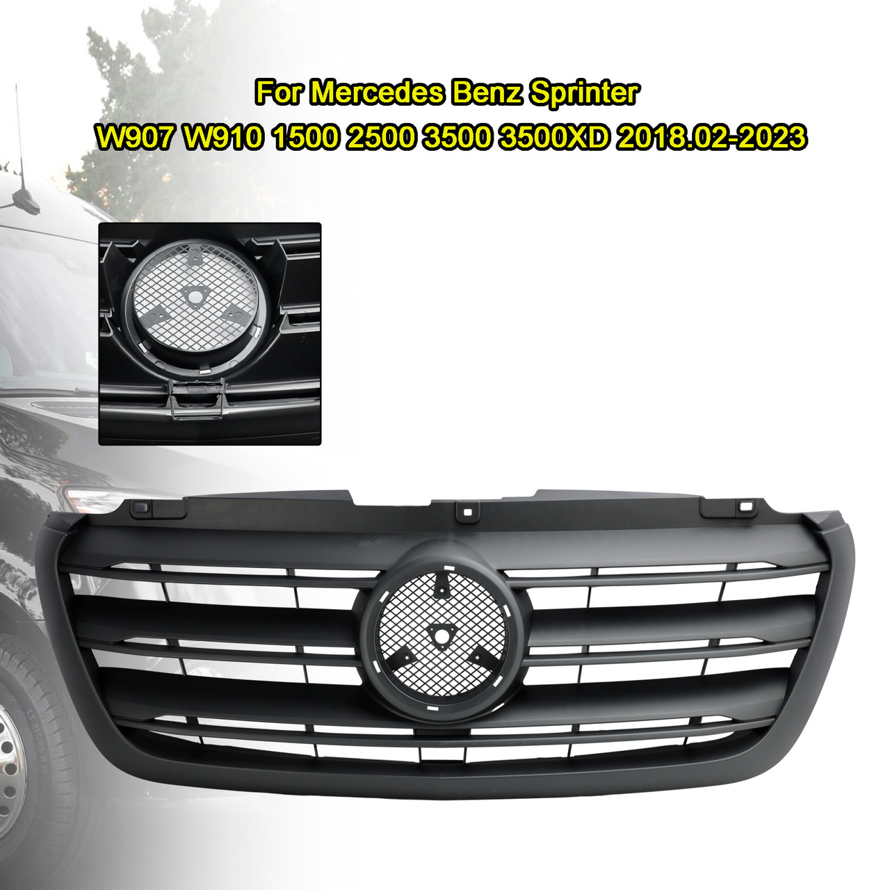 2018-2023 Mercedes Benz Sprinter W907 W910 1500 2500 3500 3500XD Front Upper Grill Without Letters A9108851401 Generic