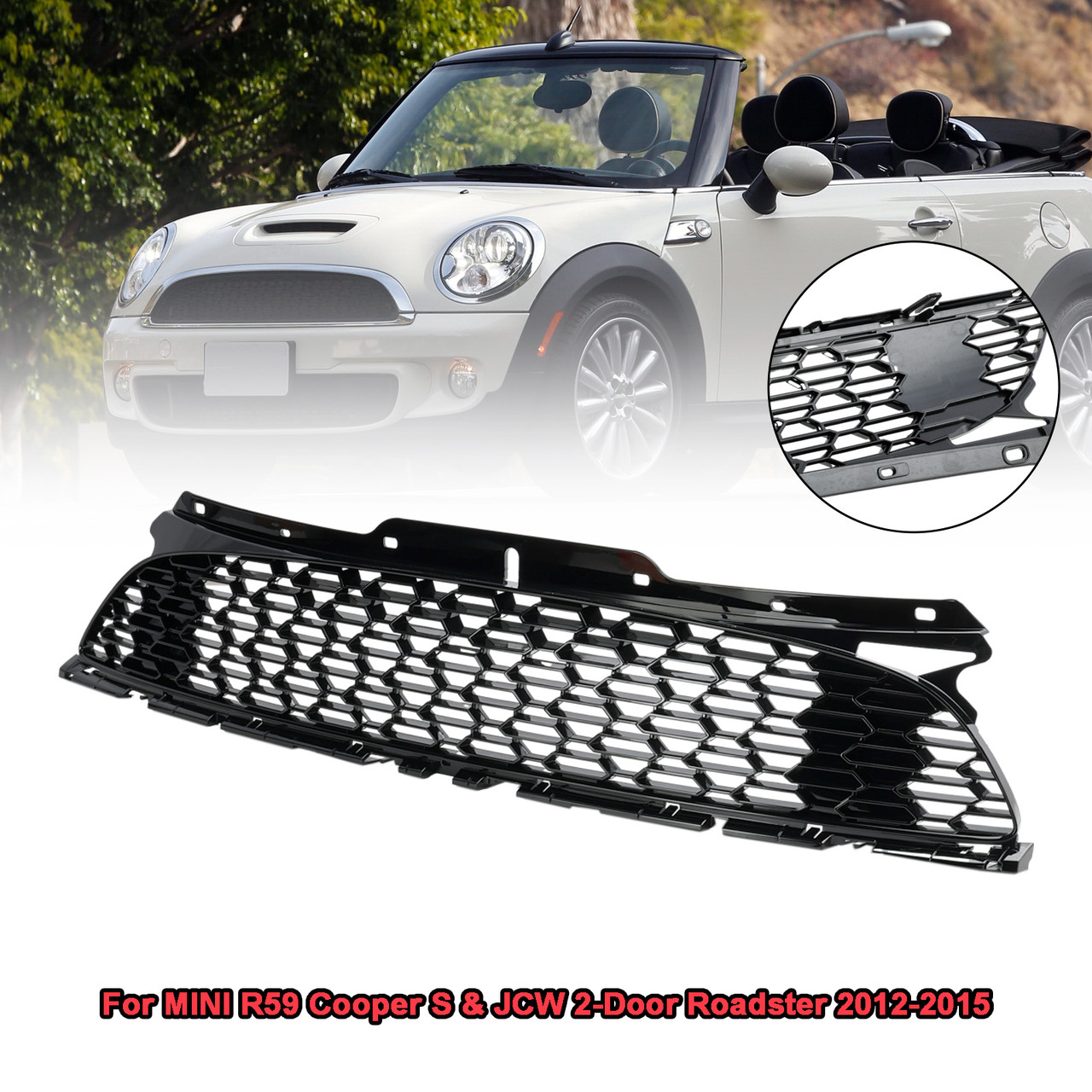 2007-2013 MINI R56 Cooper S & JCW 3-Door Hatchback Front Bumper Grille Black Generic