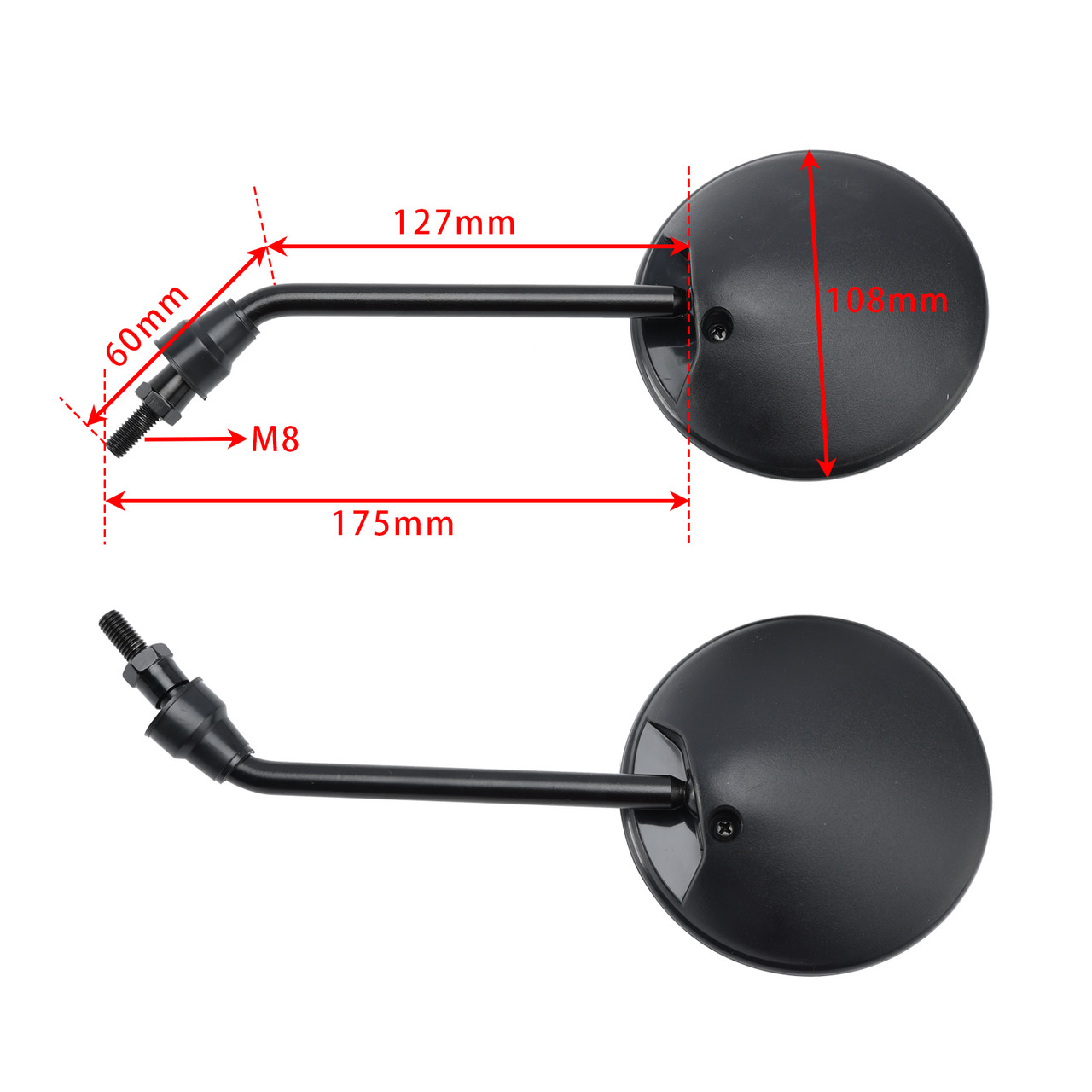 BLACK REAR VIEW MIRROR PAIR Ø100MM FOR SIMSOM S50 S51 S53 SR50 SCHWALBE KR51