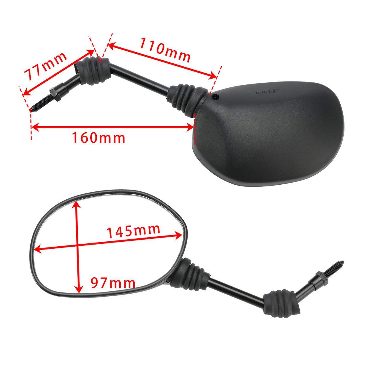 1991 - 1994 Piaggio Zip 1st series 50cc AC Rearview Mirrors Left and Right M8x1.25 271018 Black Generic