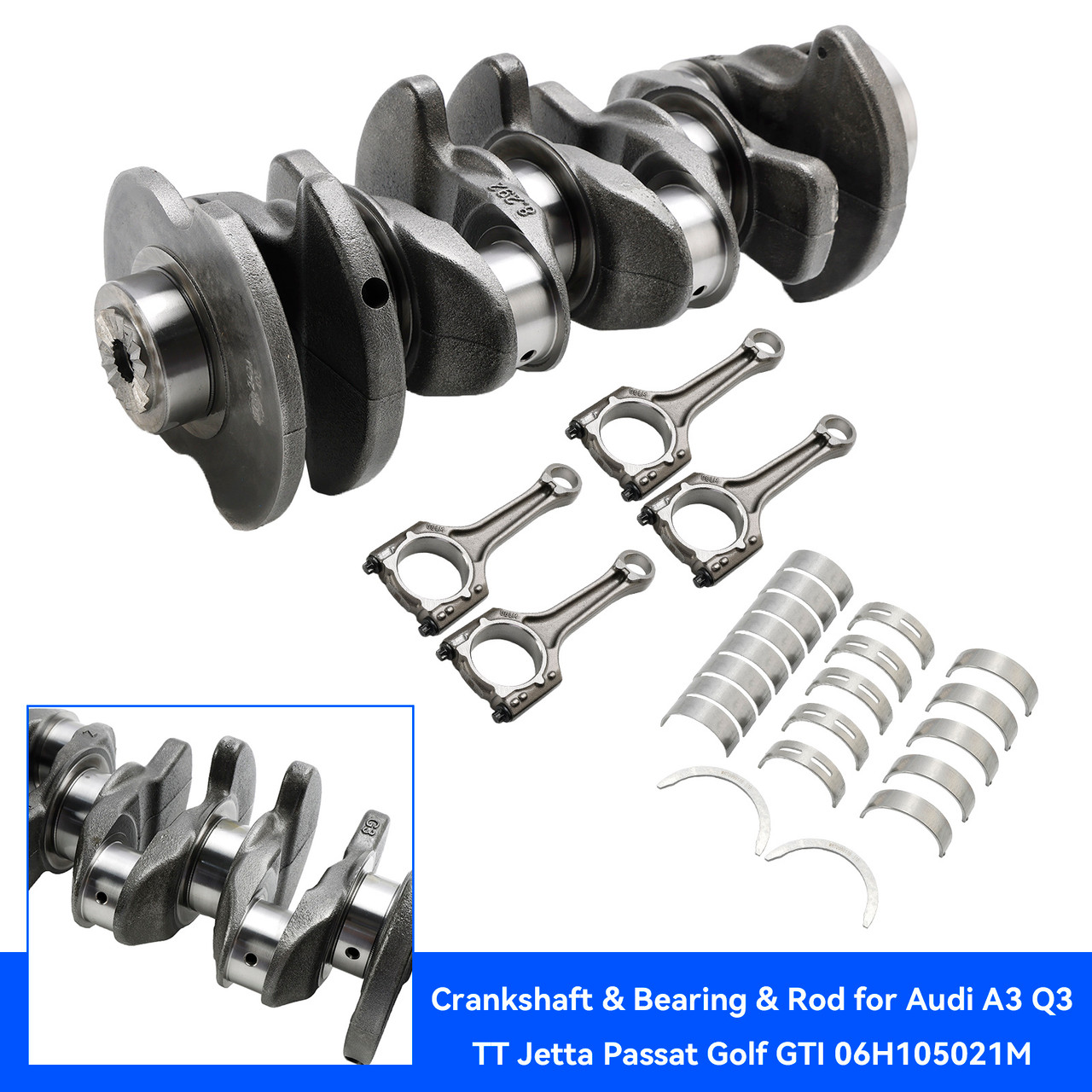 2010-2014 Skoda Superb 2.0TSI Crankshaft & Bearing & Rod 06H105021M 06H105021F Generic