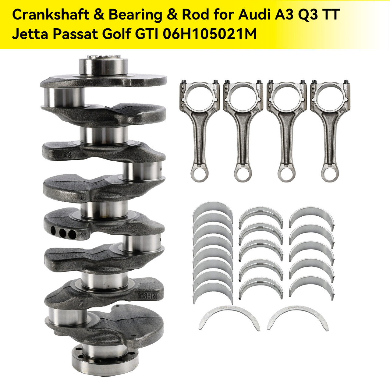 2010-2014 Skoda Superb 2.0TSI Crankshaft & Bearing & Rod 06H105021M 06H105021F Generic