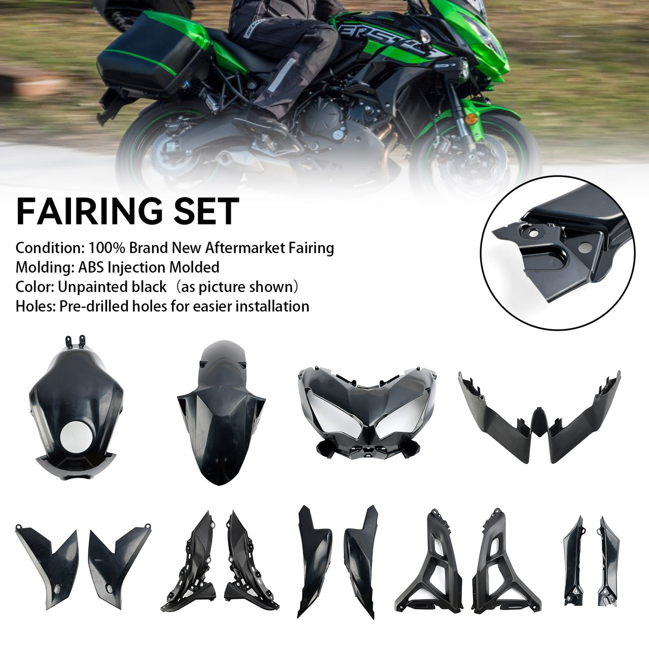 2022-2024 Kawasaki Versys650/KLE650 Bodywork Fairing Injection Unpainted Generic