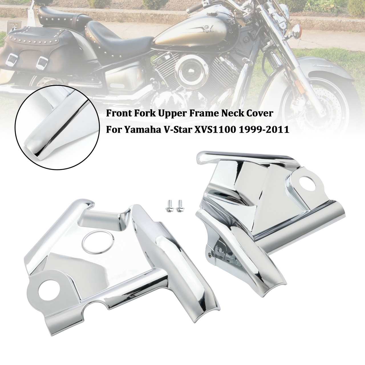 1999-2011 Yamaha V-Star XVS1100 Front Fork Upper Frame Neck Cover Chrome Generic