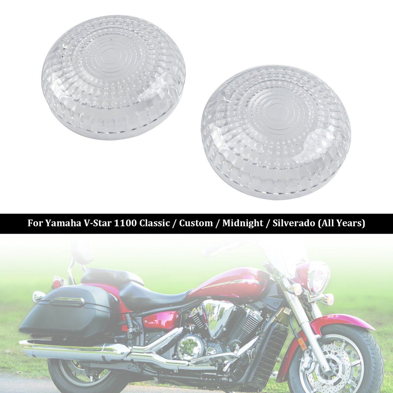 Yamaha V-Star1100 XVS650 Road Star Front/Rear Turn Signals Lens Cover Clear Generic