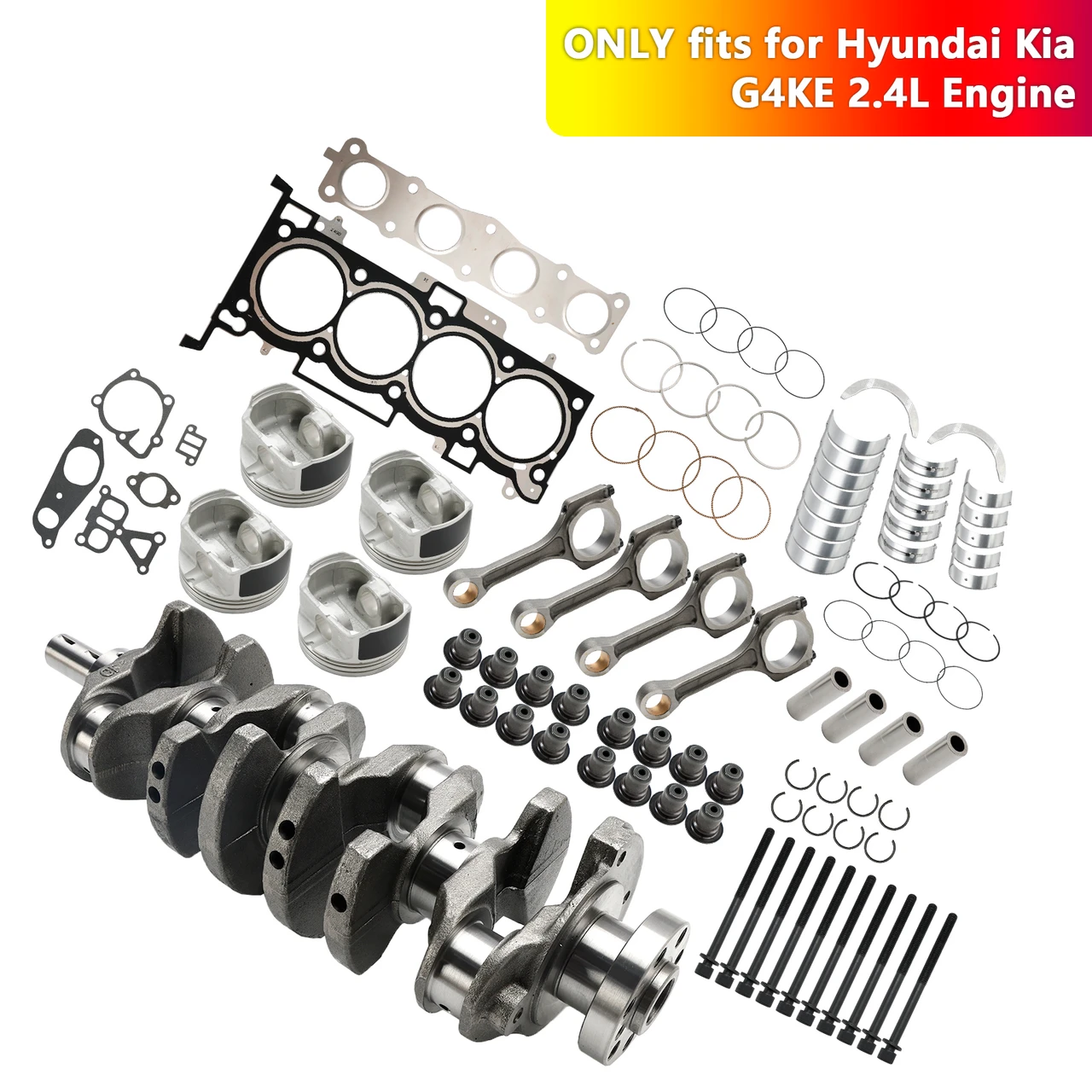 2007-2020 Hyundai Azera Grandeur Santa Fe Sonata Tucson G4KE 2.4L Engine Overhaul Rebuild Kit & Crankshaft & Con Rods Generic